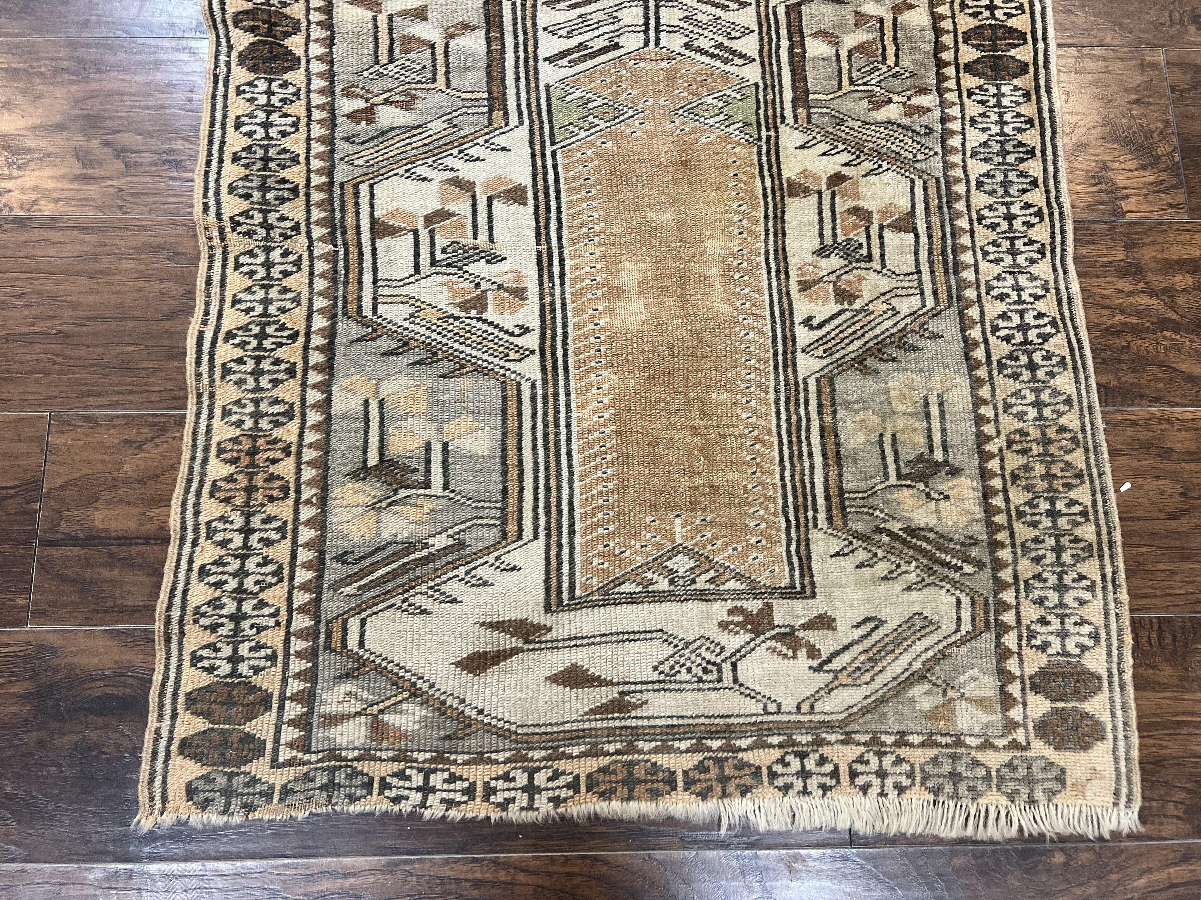 Turkish Kazak Rug 3x3, Wool Hand Knotted Antique Carpet, 3ft Square Area Rug, Boho Rug, Small Geometric Rug - Jewel Rugs