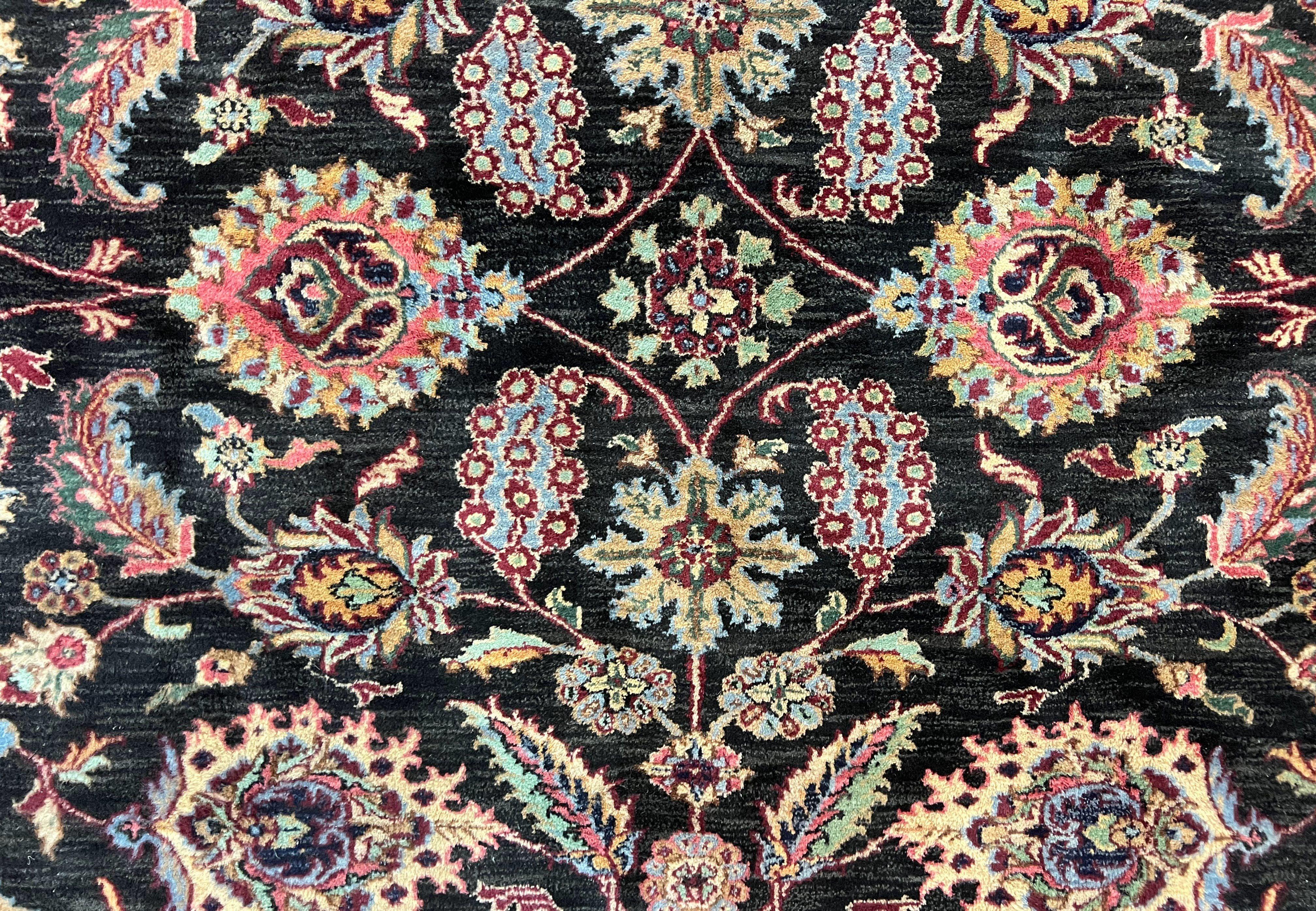 Indo Persian Rug 8x10, Nourison Carpet, Floral, Hand Knotted Vintage Wool Rug - Jewel Rugs
