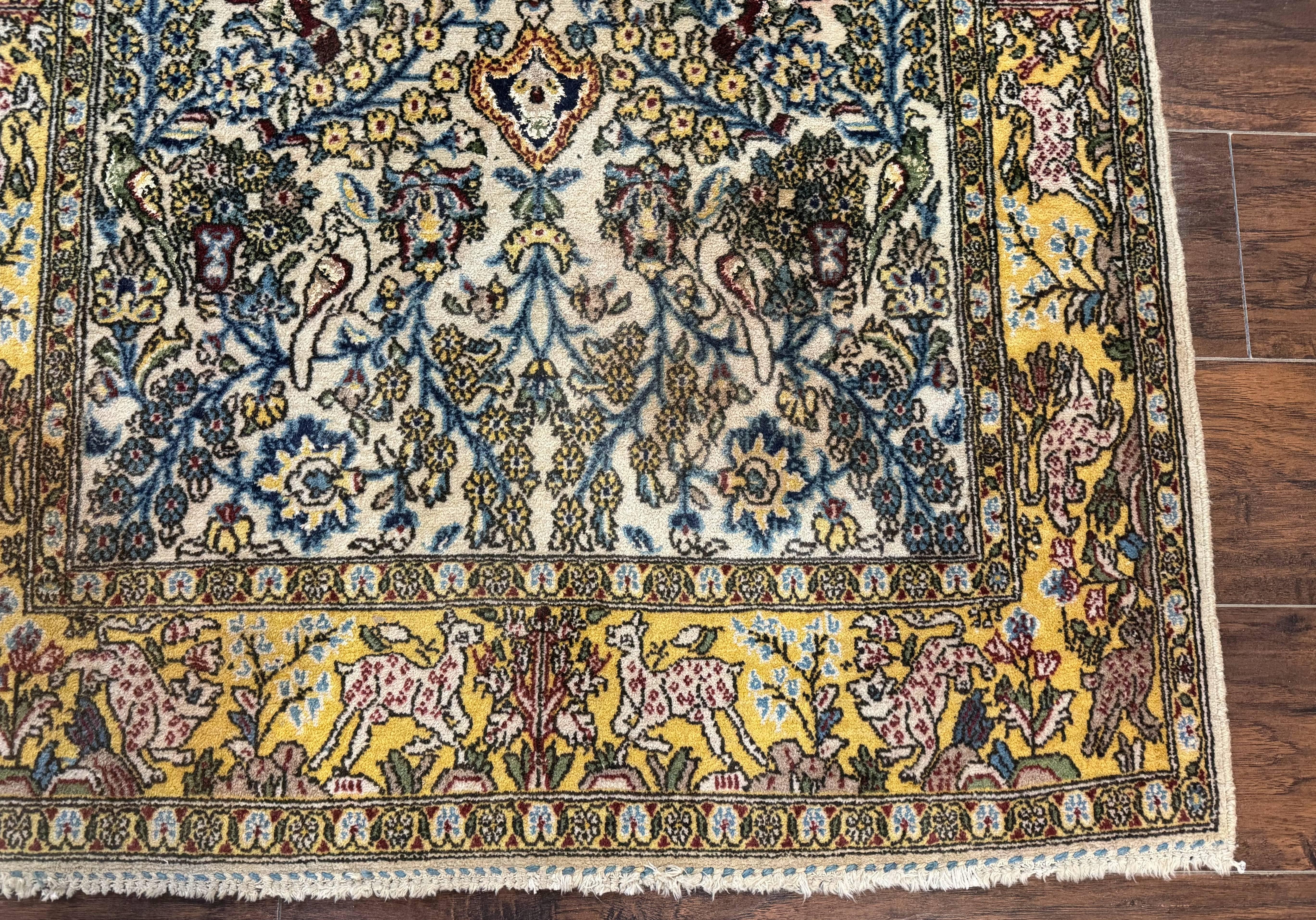 Persian Qum Tree of Life Rug 3.5 x 5.5, Animal Pictorials, Kork Wool with Silk Highlights - Jewel Rugs