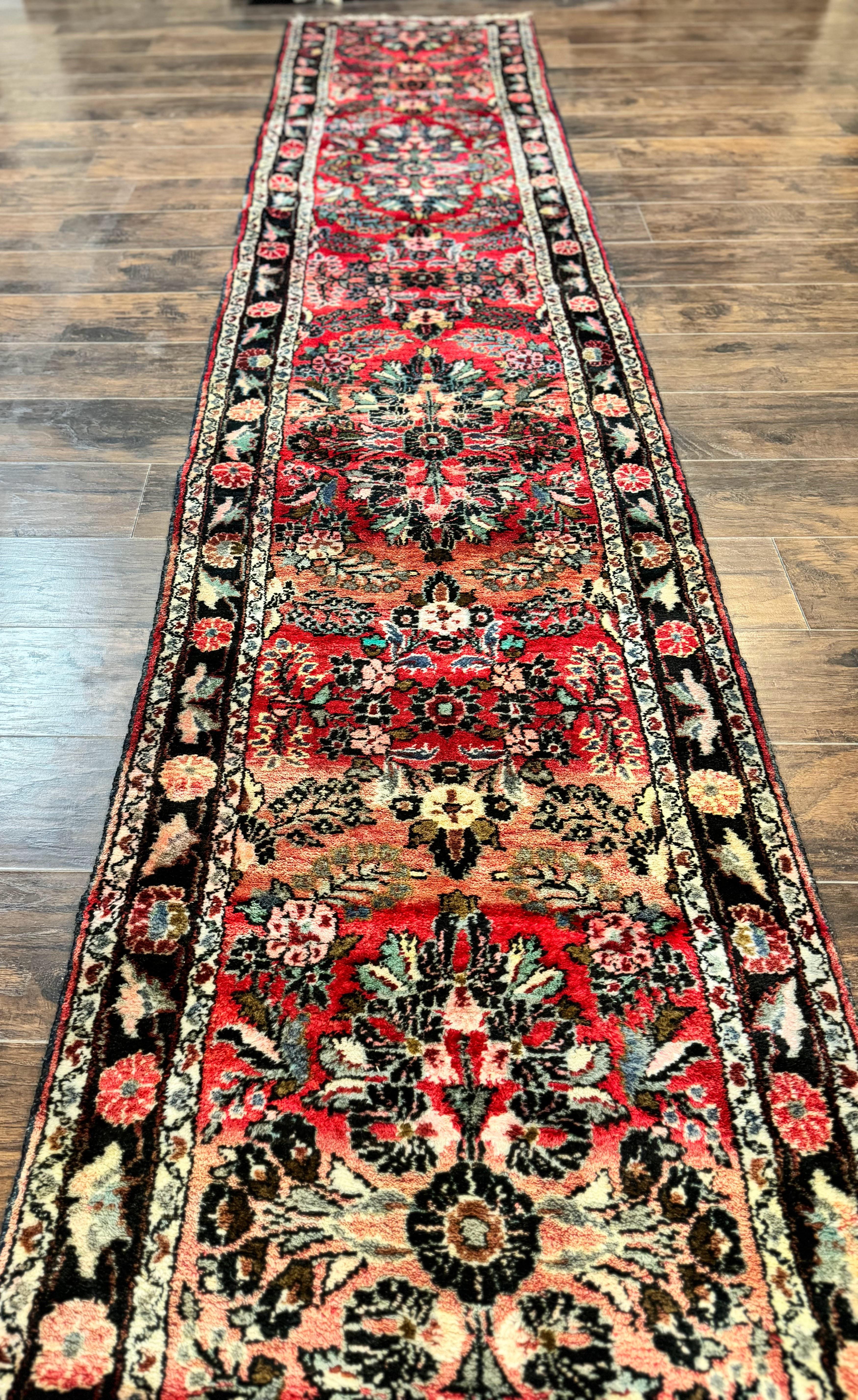 Antique Persian Runner Rug 2.7 x 20 Red Long Runner for Hallway Wool Handmade - Jewel Rugs