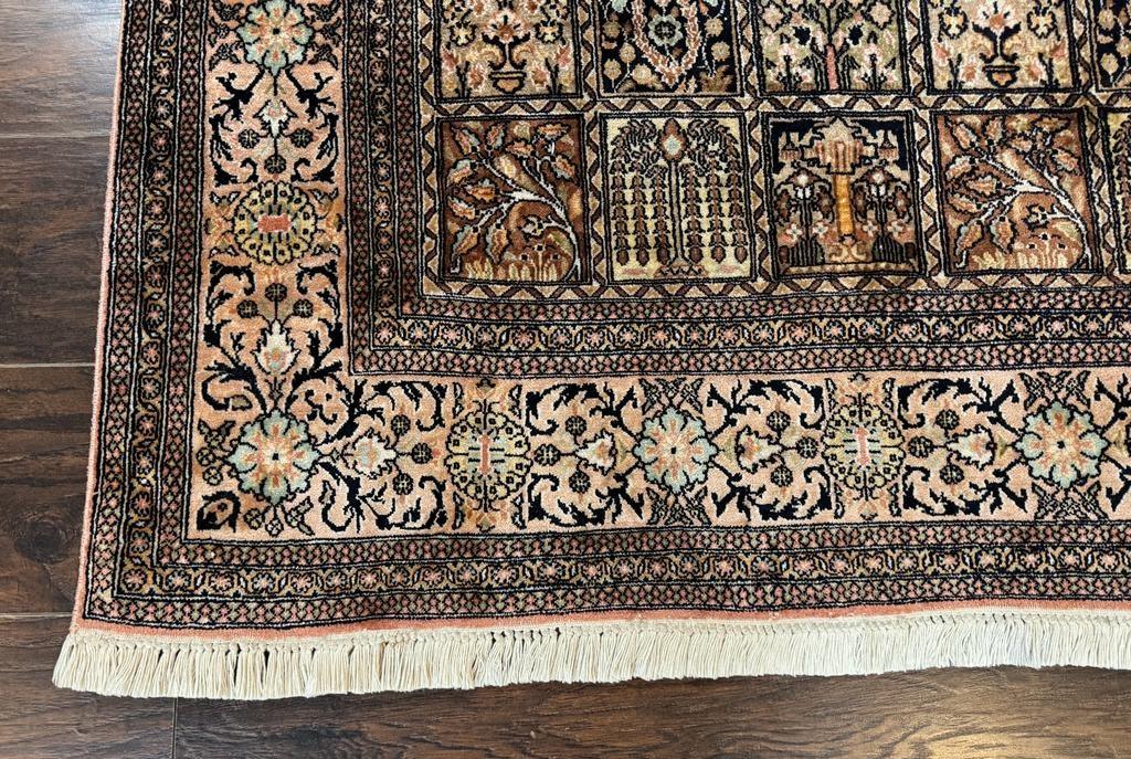 Indian Kashmiri Silk Rug 4x6, Panel Design, Multicolor, Fine - Jewel Rugs