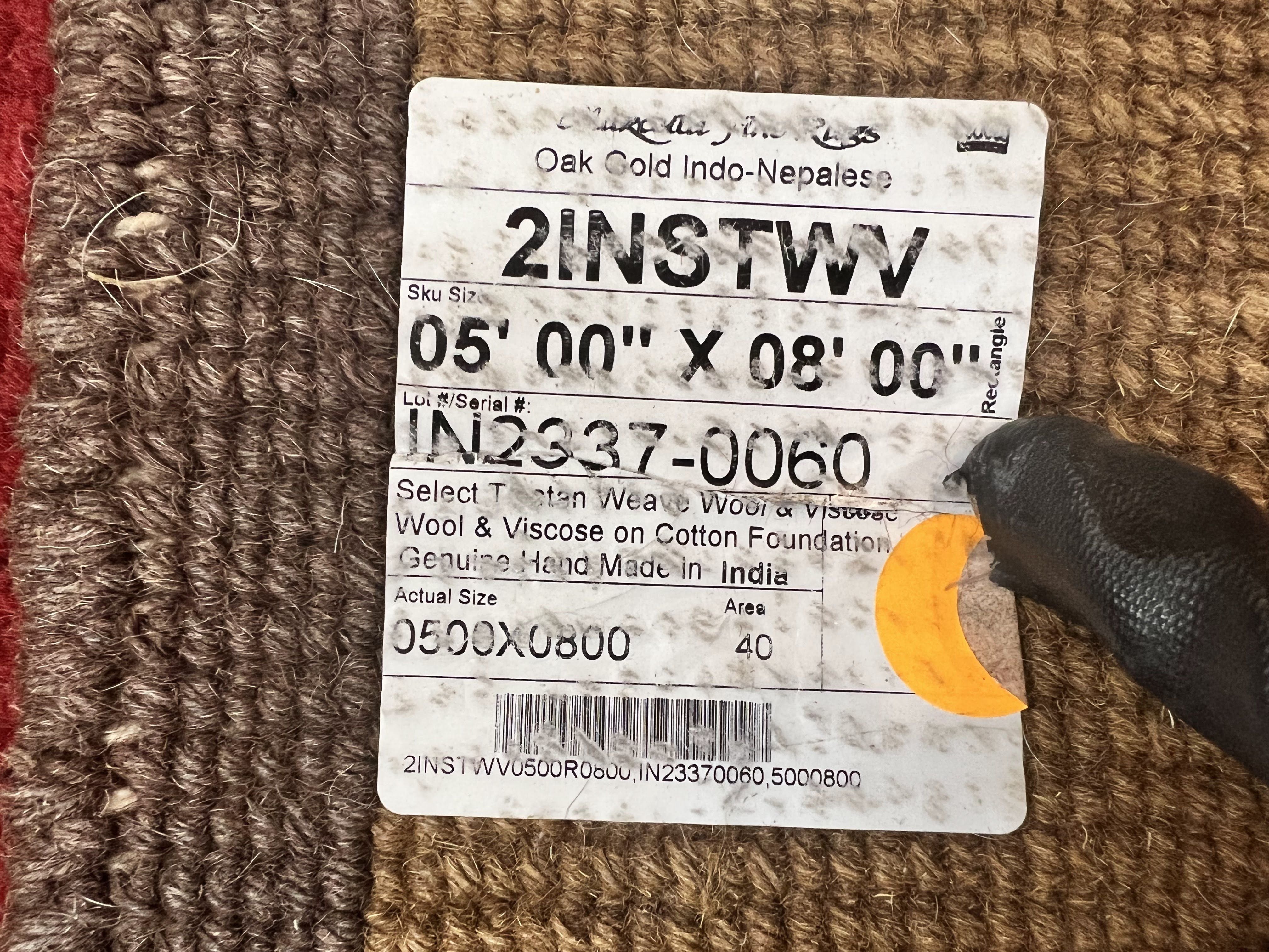 Indo Tibetan Modern Rug 5x8, Abstract Rug 5 x 8 ft, Red Multicolor Wool Handmade Contemporary Area Rug - Jewel Rugs