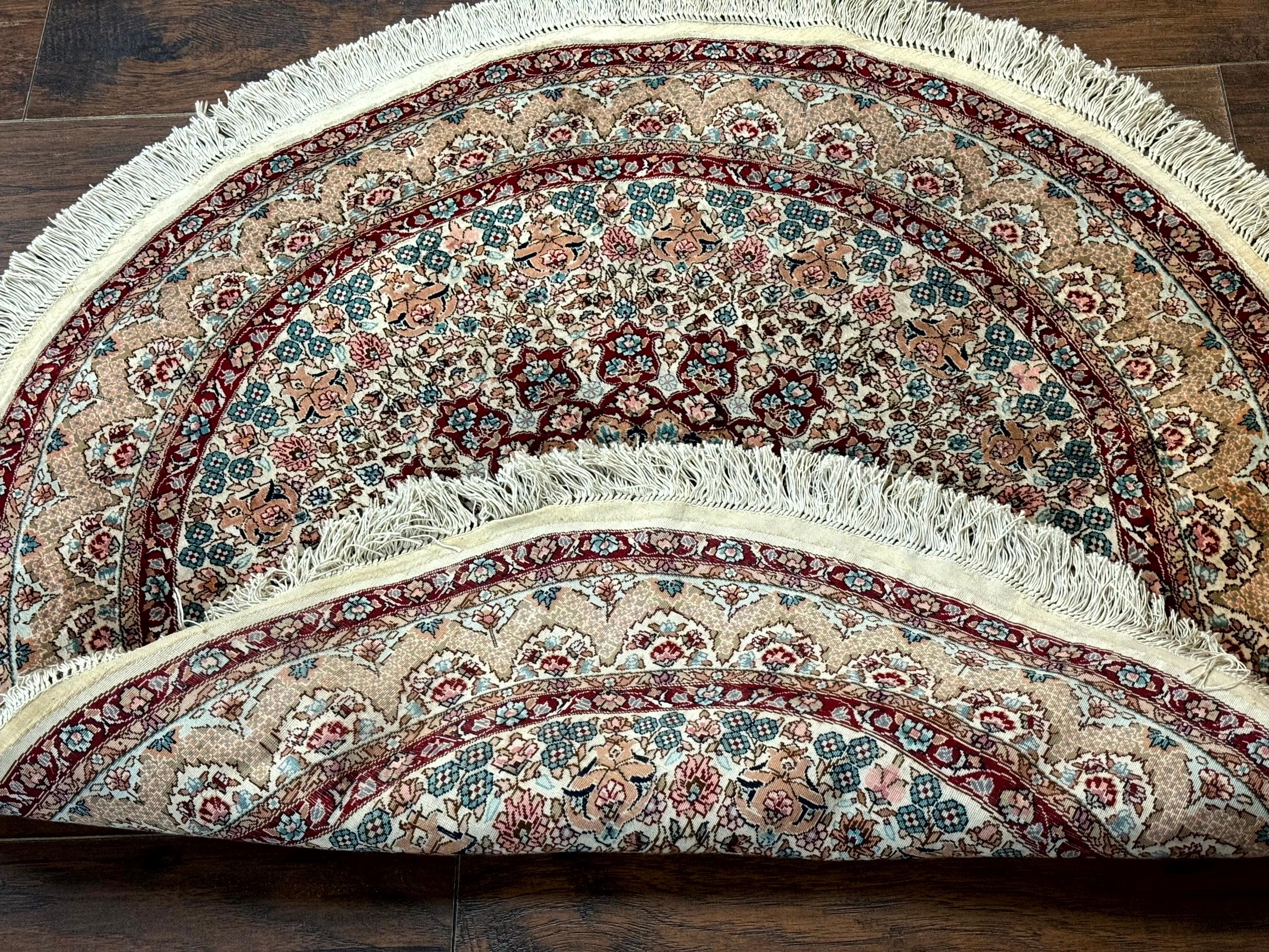 Round Silk Rug 3x3, Extremely Fine 580 KSPI, Sino Persian Round Handmade Carpet, Silk on Silk - Jewel Rugs