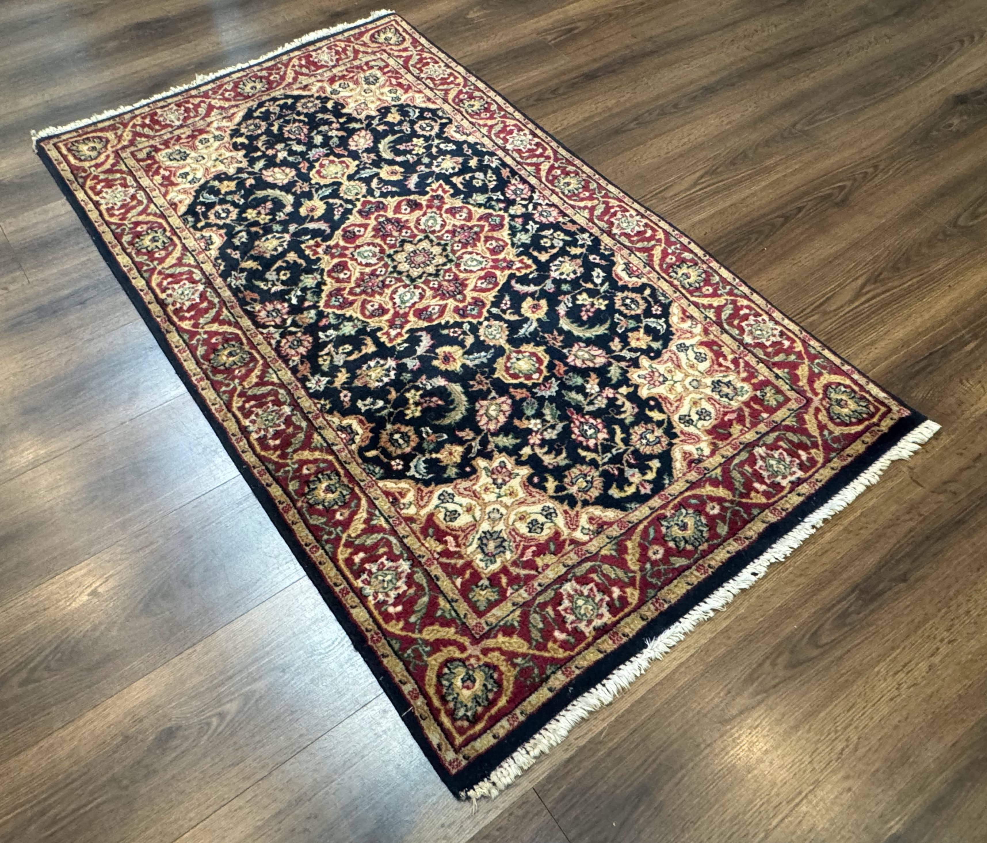 Pak Persian Sarouk Rug 3x5, Navy Blue and Red - Jewel Rugs