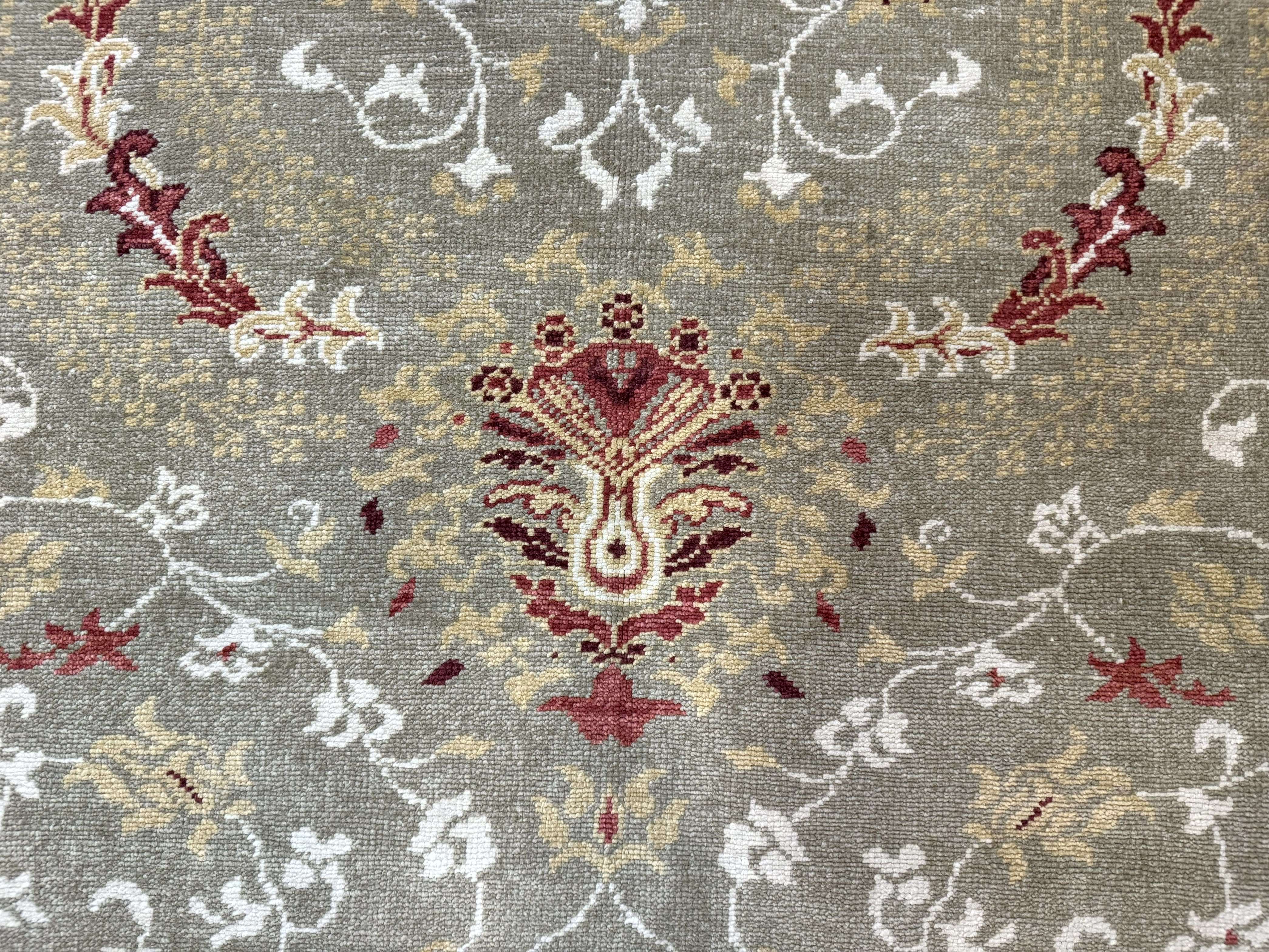 Egyptian Wide Runner Rug 5 x 18 ft, Hand Knotted Hallway Carpet, Light Olive Green, Allover Pattern - Jewel Rugs