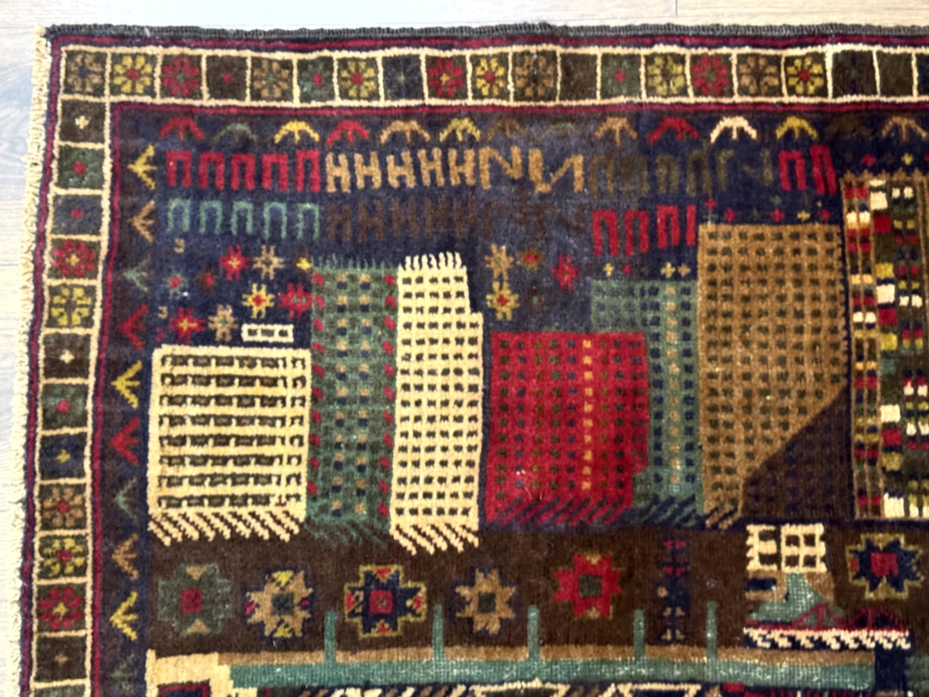 Balouch Rug 3x5, Afghan Carpet, City Pictorial - Jewel Rugs