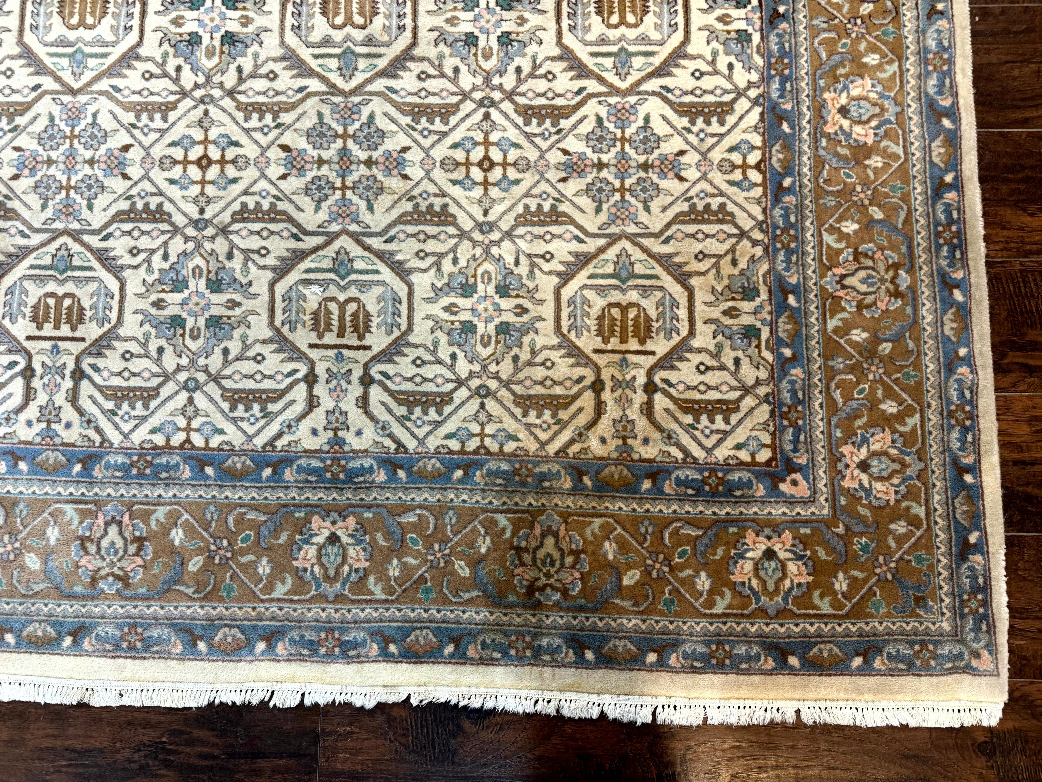 Indo Persian Rug 6x9, Beige, Allover Pattern, Vintage Wool Oriental Carpet - Jewel Rugs