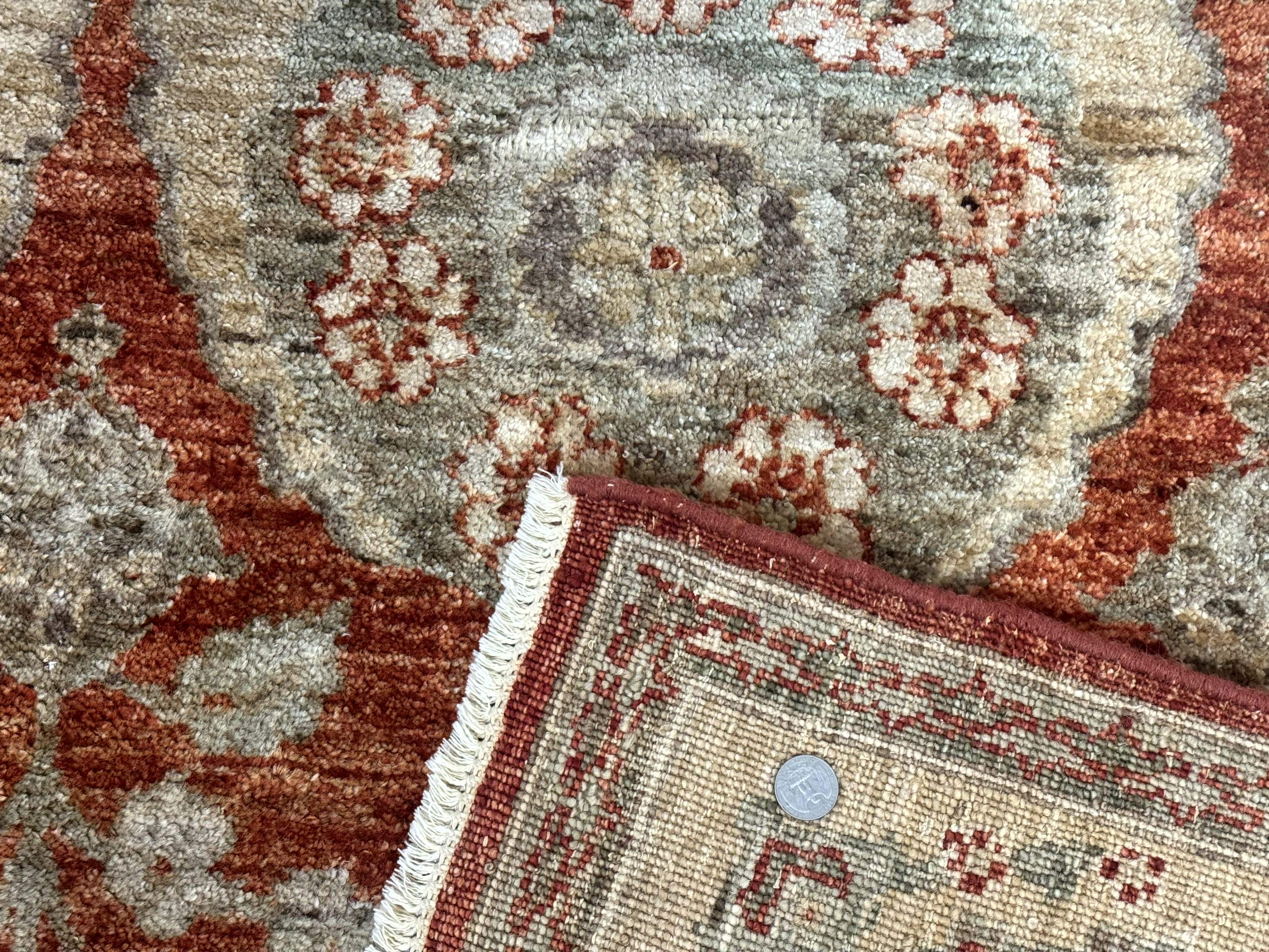 Pakistani Peshawar Wide Runner Rug 6x15 ft, Light Rust Red & Gold, Hand-Knotted Wool Chobi Carpet - Jewel Rugs