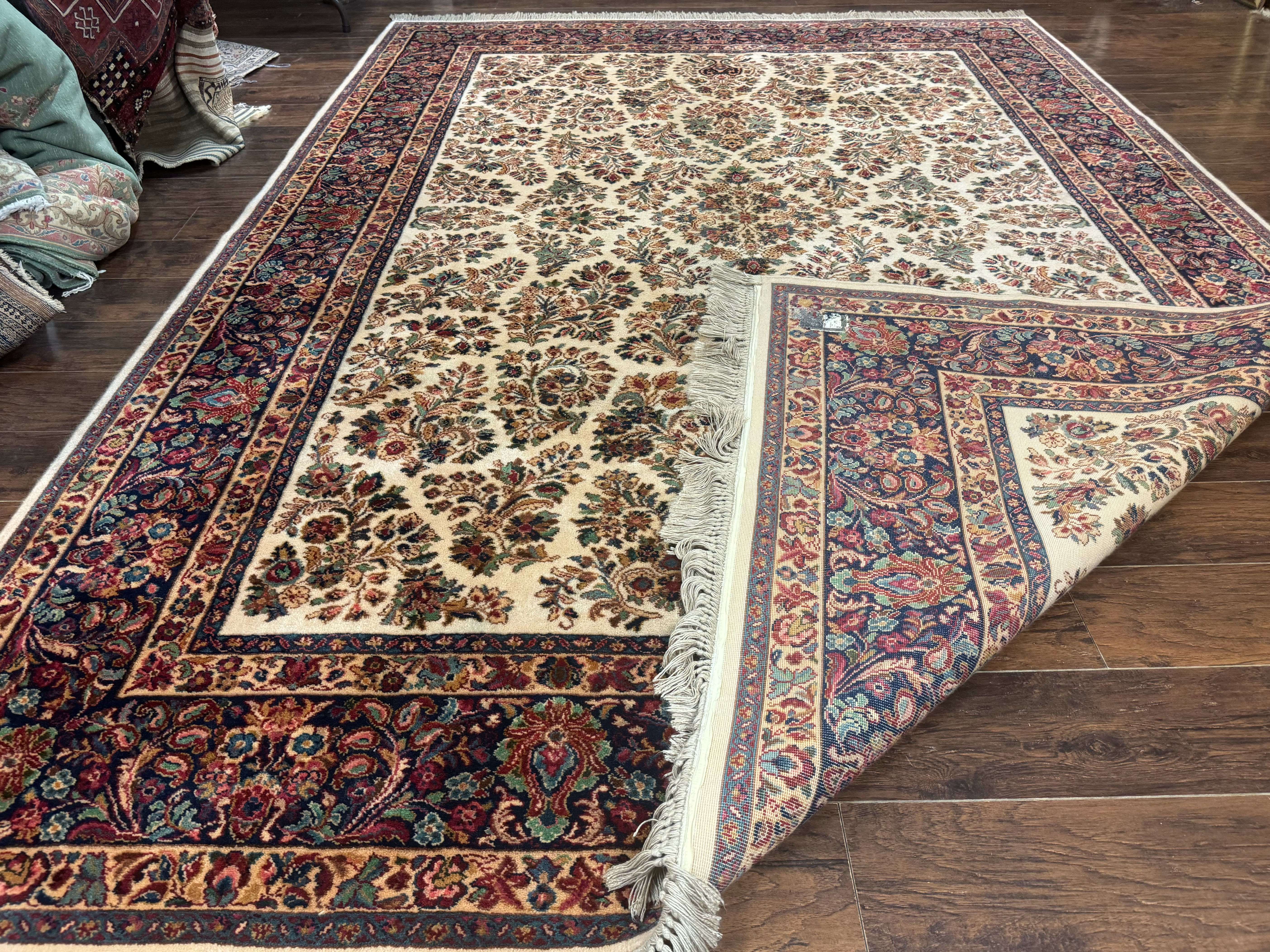 8.8 x 12 Karastan Ivory Sarouk Rug #760, Wool Pile, Vintage, Original 700 Series - Jewel Rugs