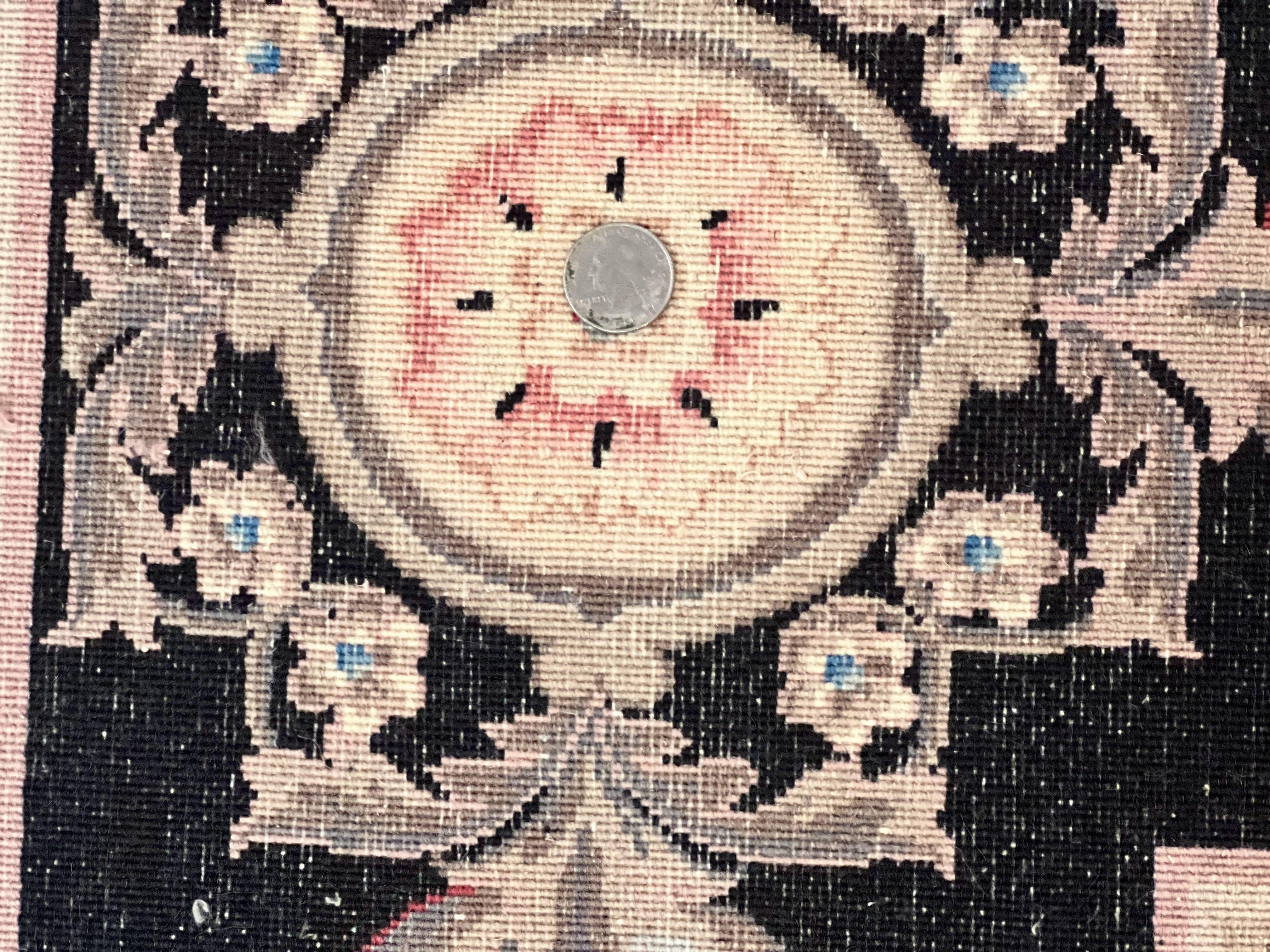 Chinese Aubusson Rug 9x12, Burgundy, Handmade Vintage Wool Carpet, Fine 210 KPSI, Elegant European Design - Jewel Rugs