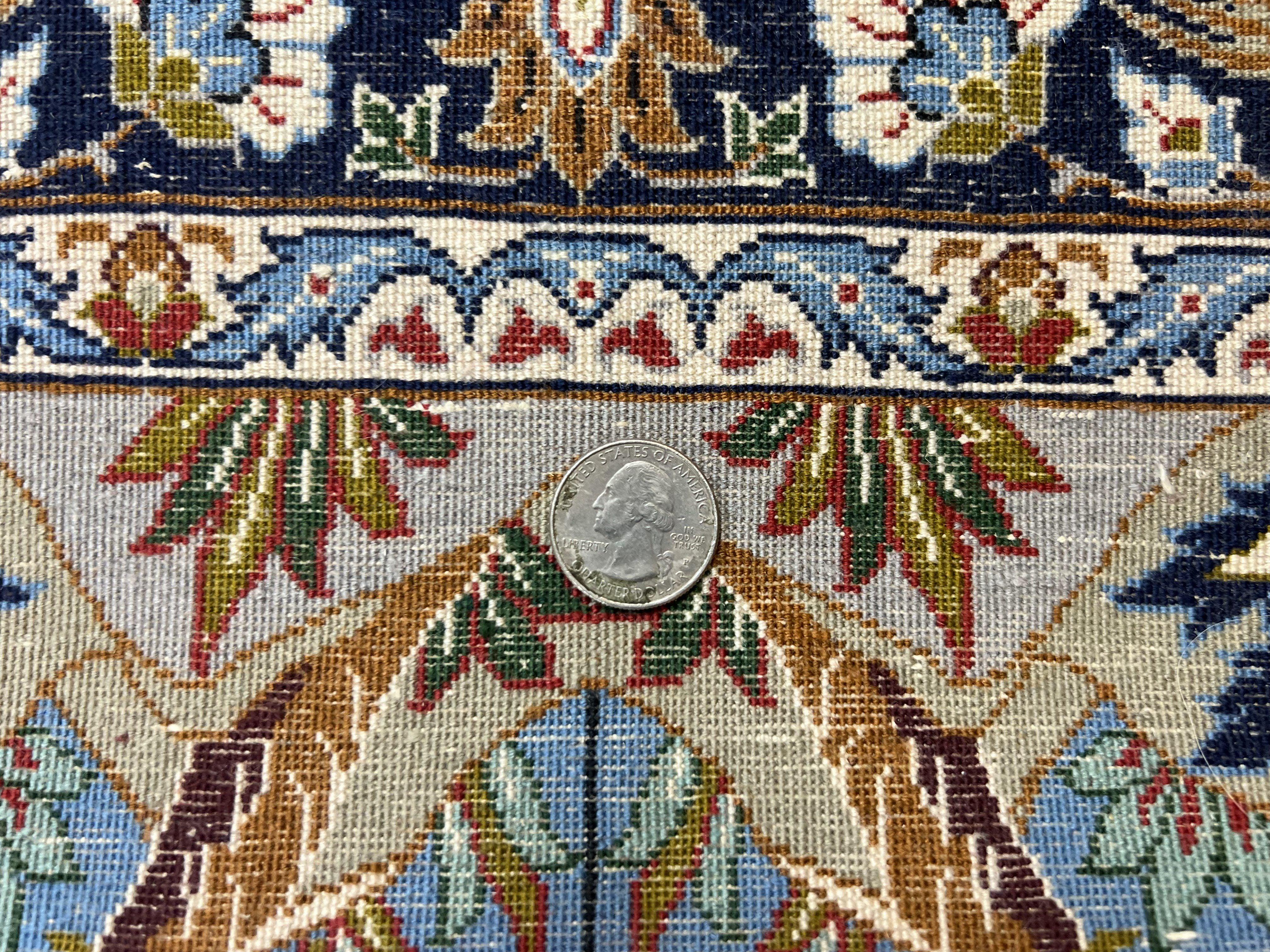 Persian Isfahan Tree of Life Rug 2.5 x 3.8, Animal & Bird Pictorials, Super Fine 500 KSPI, Blue, Handmade, Kork Wool Silk Highlights, Vintage - Jewel Rugs