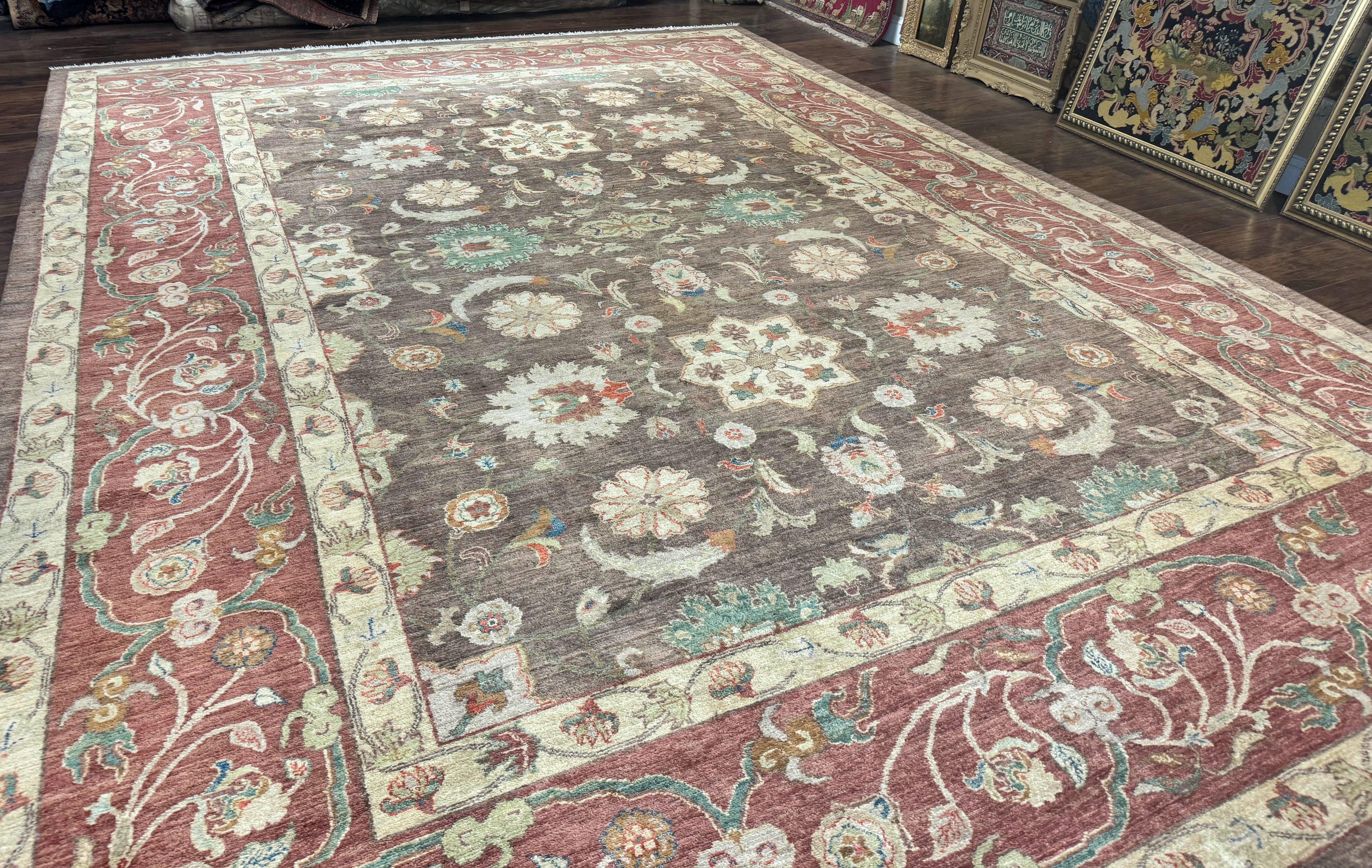 Peshawar Rug 10x15, Pak Persian Sultanabad Rug, VIntage Wool Floral Handmade Carpet, Pakistani Rug - Jewel Rugs
