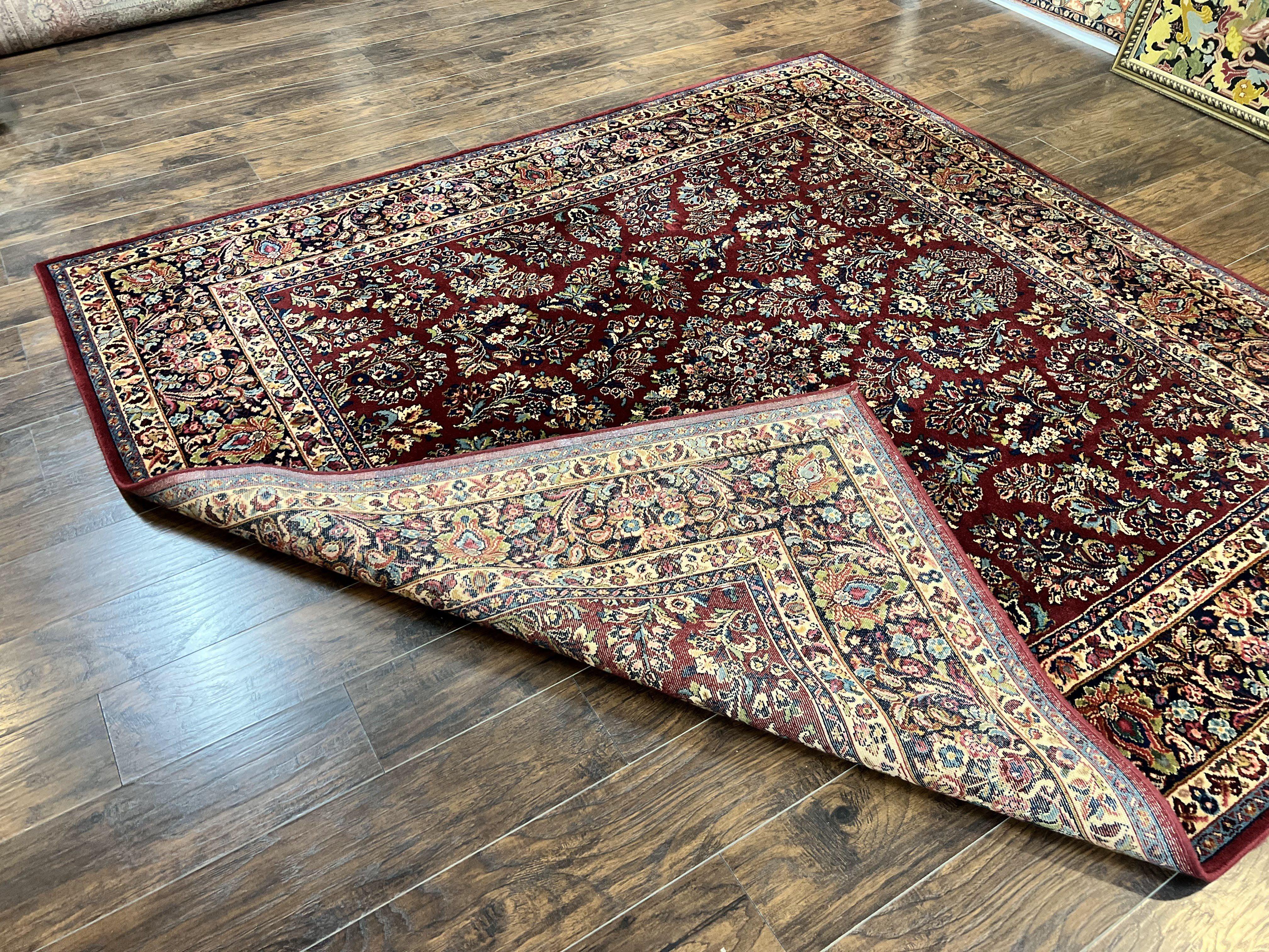 Square Karastan Rug, Red Sarouk Rug #785, Karastan Wool Rug 9x9 ft, Wool Karastan Carpet, Original 700 Series, Rare Size 9 x 9 - Jewel Rugs