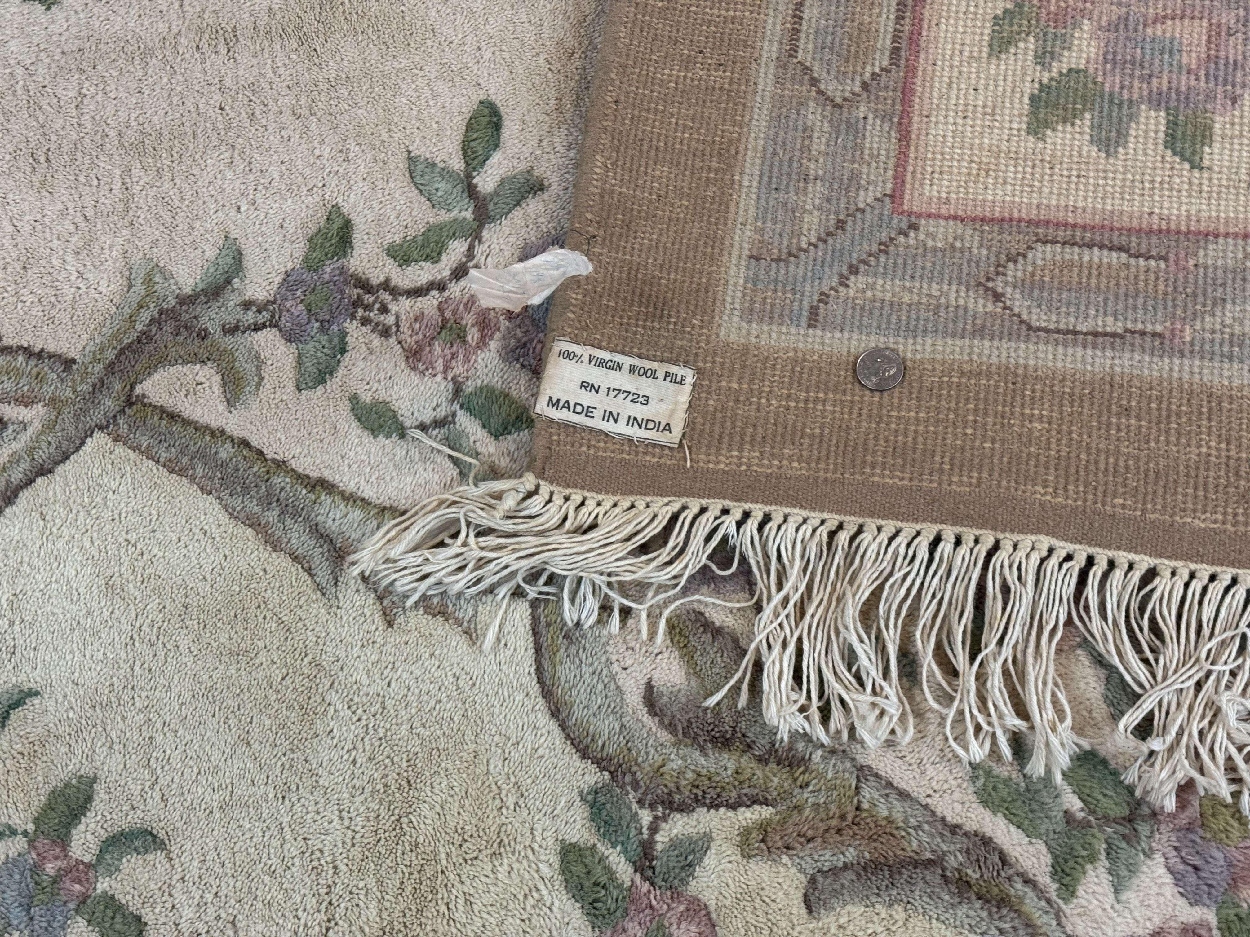 Indo Chinese Aubusson Rug 9x12, Beige and Light Blue, European Design, Wool Area Rug - Jewel Rugs