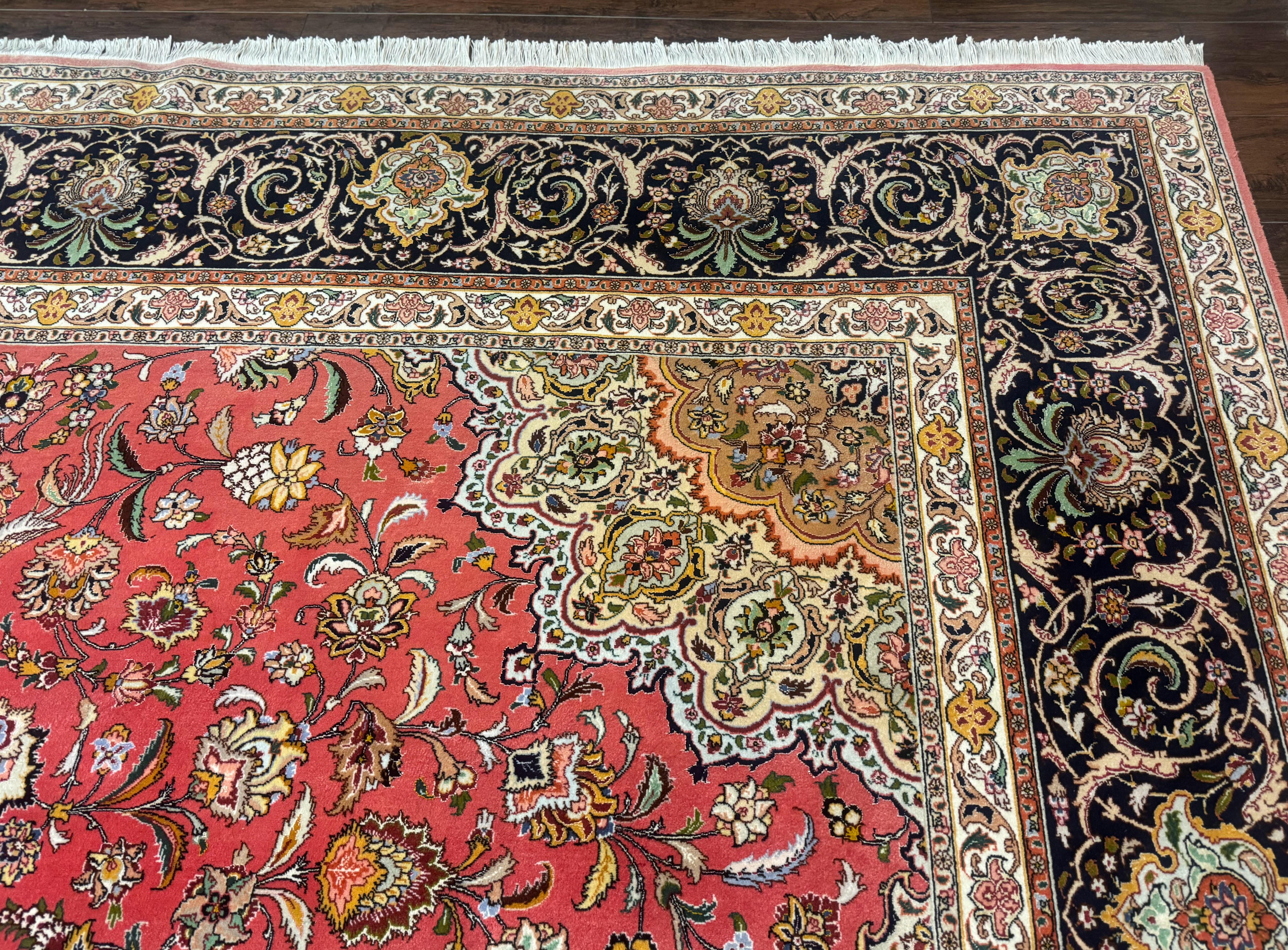 Persian Tabriz Rug 10x13 – Floral Medallion & Birds, Wool & Silk, 330 KPSI - Jewel Rugs