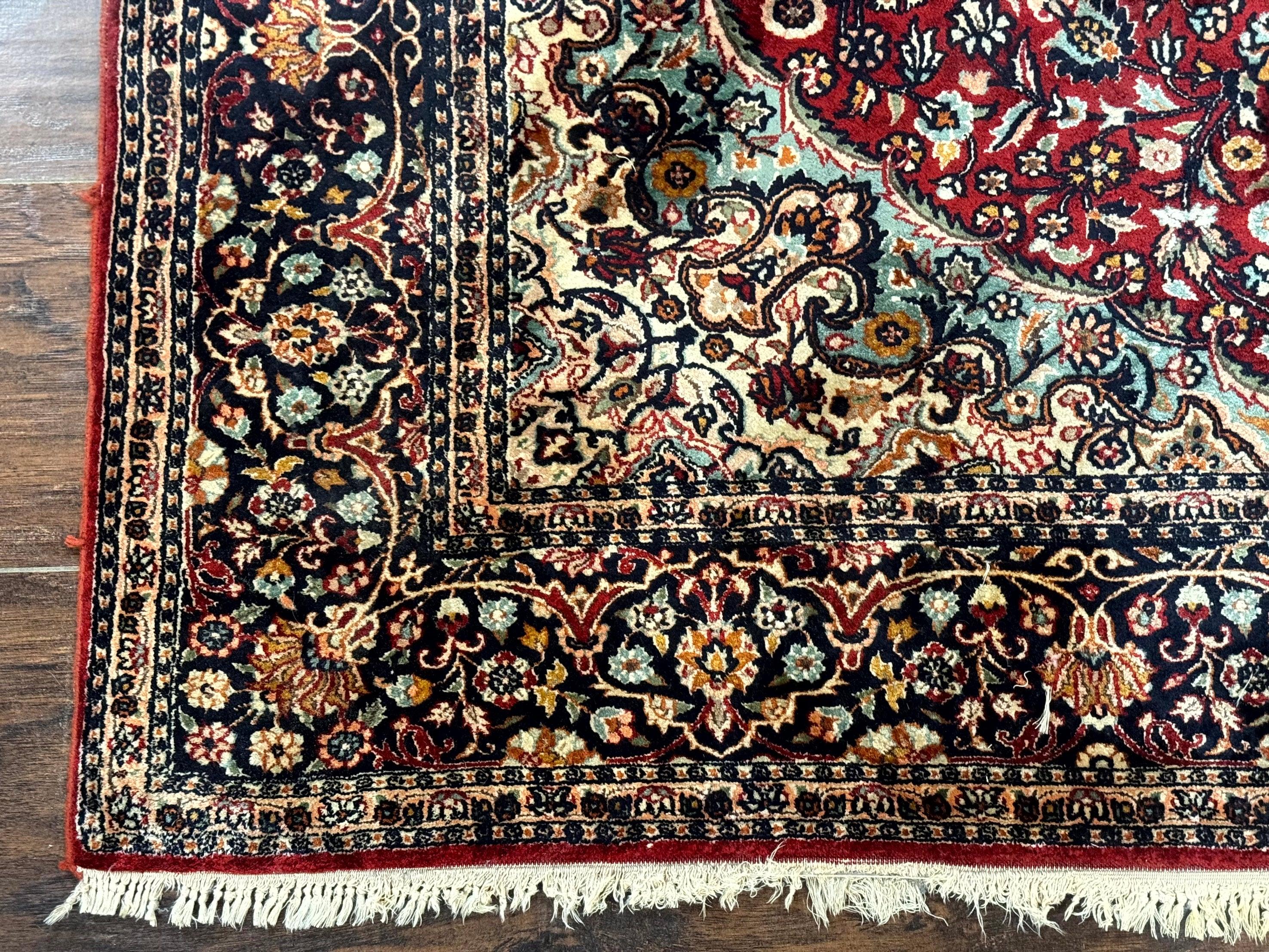 4x6 Silk Rug, Very Fine 650 KPSI, Silk Persian Carpet, Red, Floral Medallion, Sino Persian - Jewel Rugs