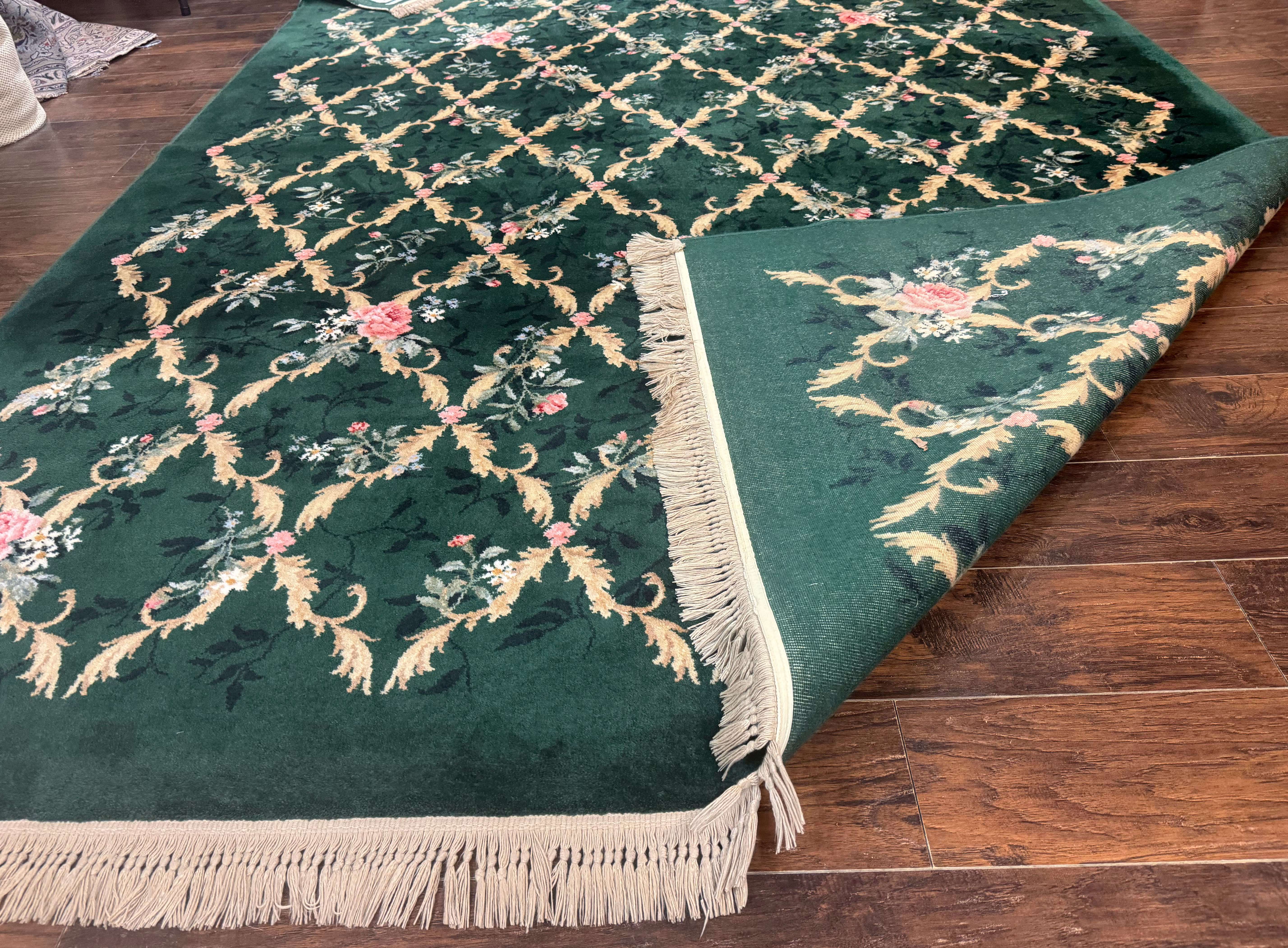 Karastan Garden of Eden Rug 8.8 x 11.8, Green Savonnerie 509/1733, Wool - Jewel Rugs