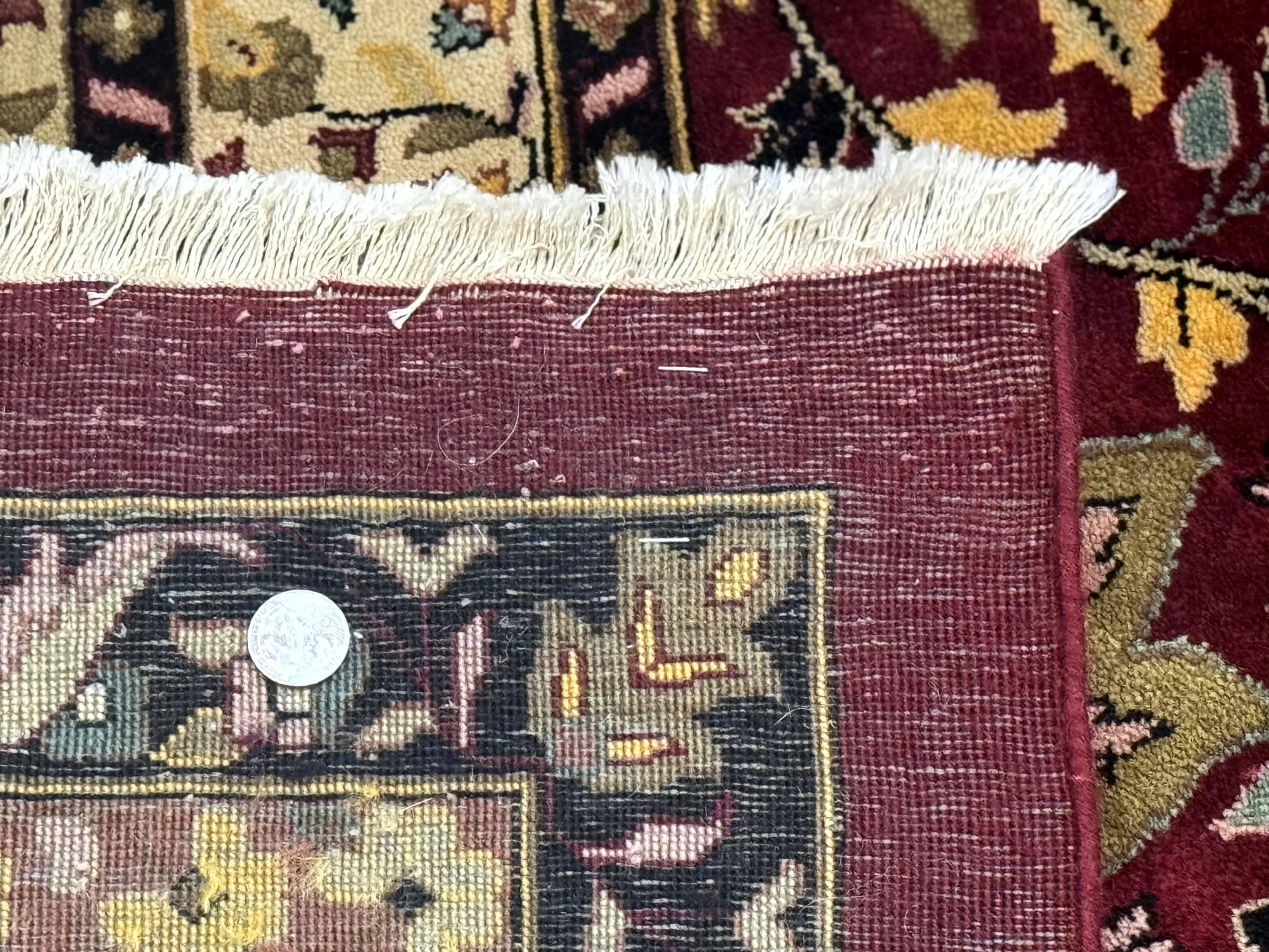 Palace Size Rug 12x15, Indian Agra Rug, Red Green Cream, Floral, Highly Detailed - Jewel Rugs