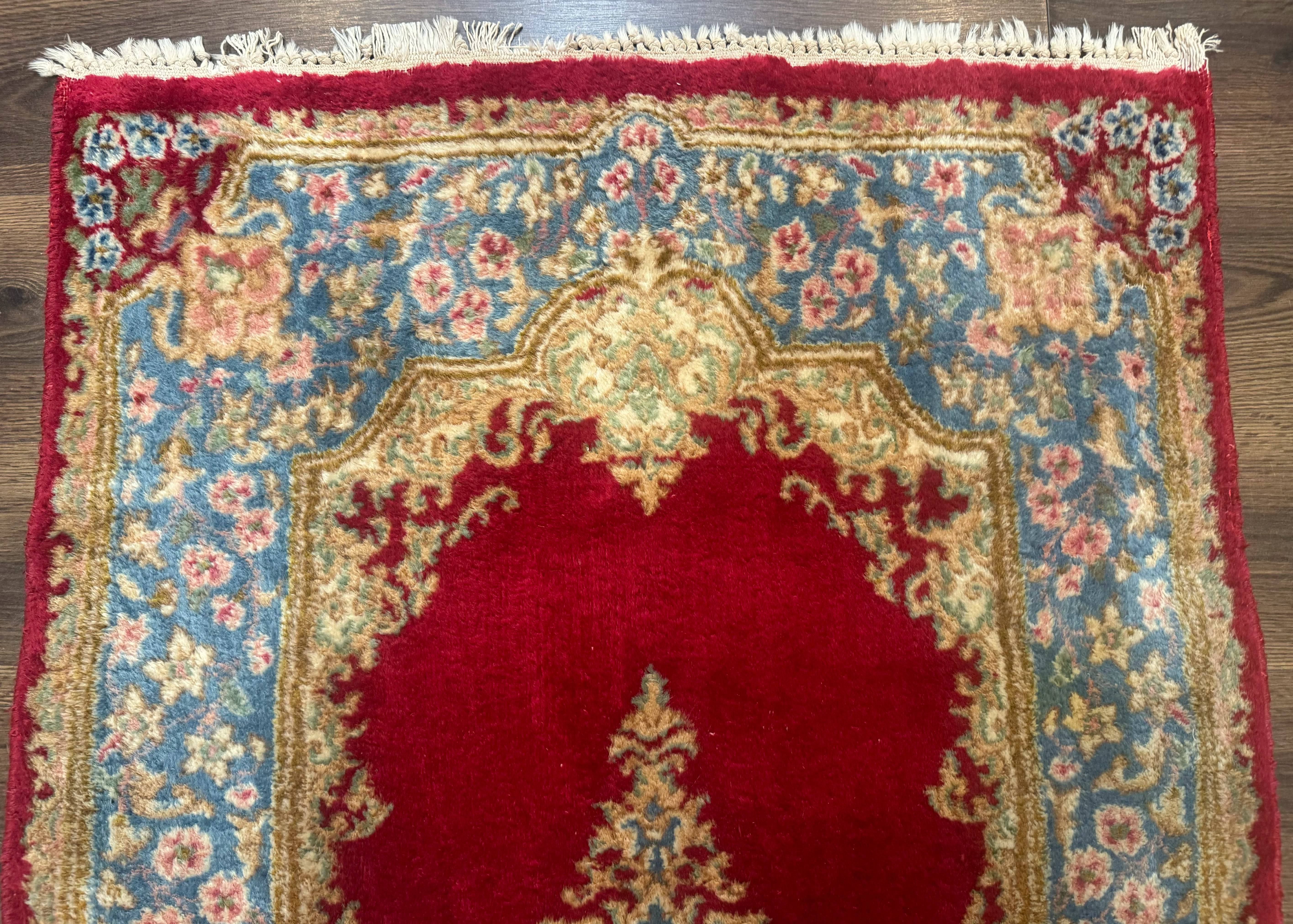 Red Persian Kerman Rug 3x5, Semi Open Field, Handmade - Jewel Rugs