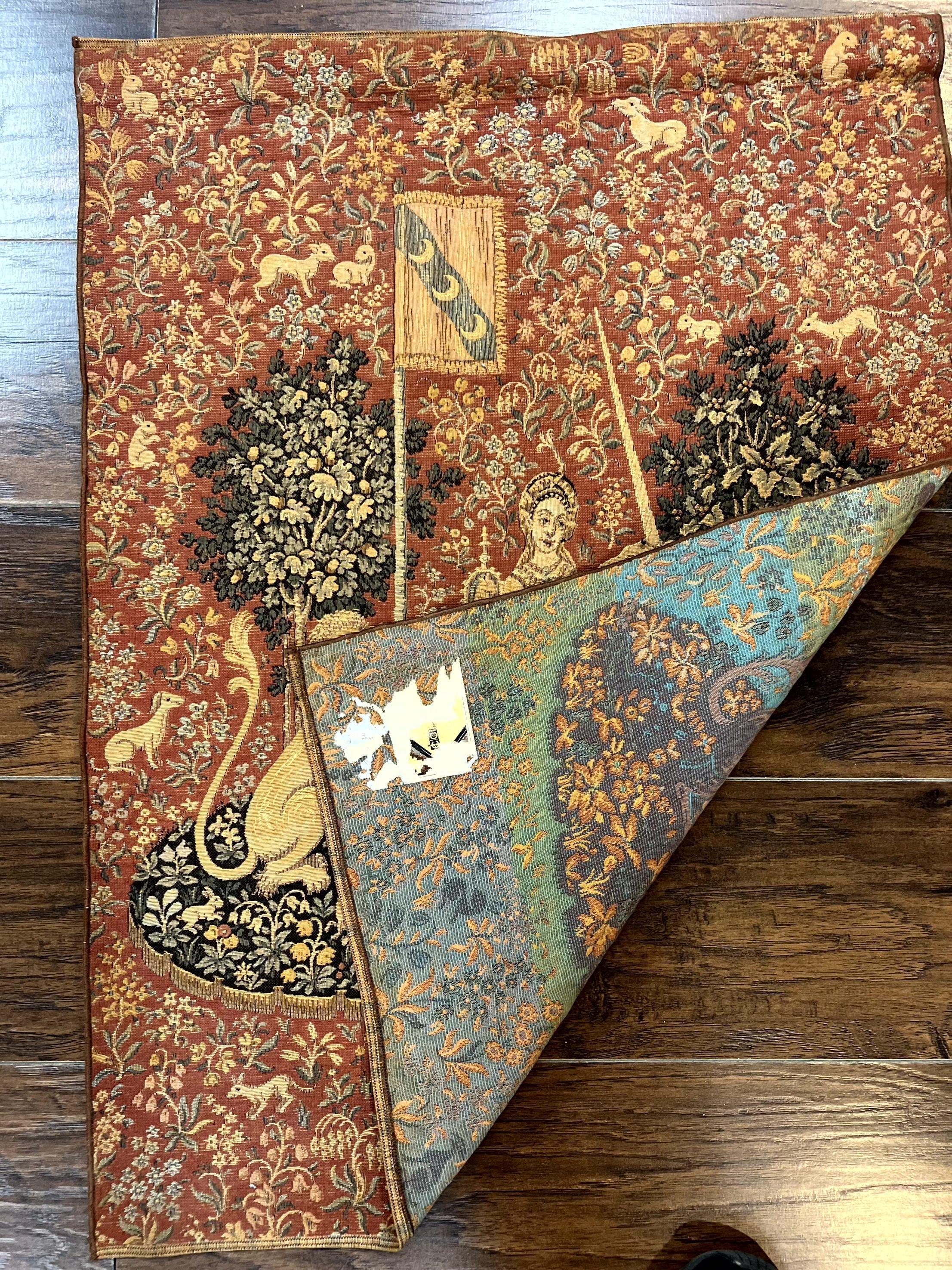 Vintage Tapestry 2x3, Unicorn Lion Animal Motifs, Medieval, Flag - Jewel Rugs