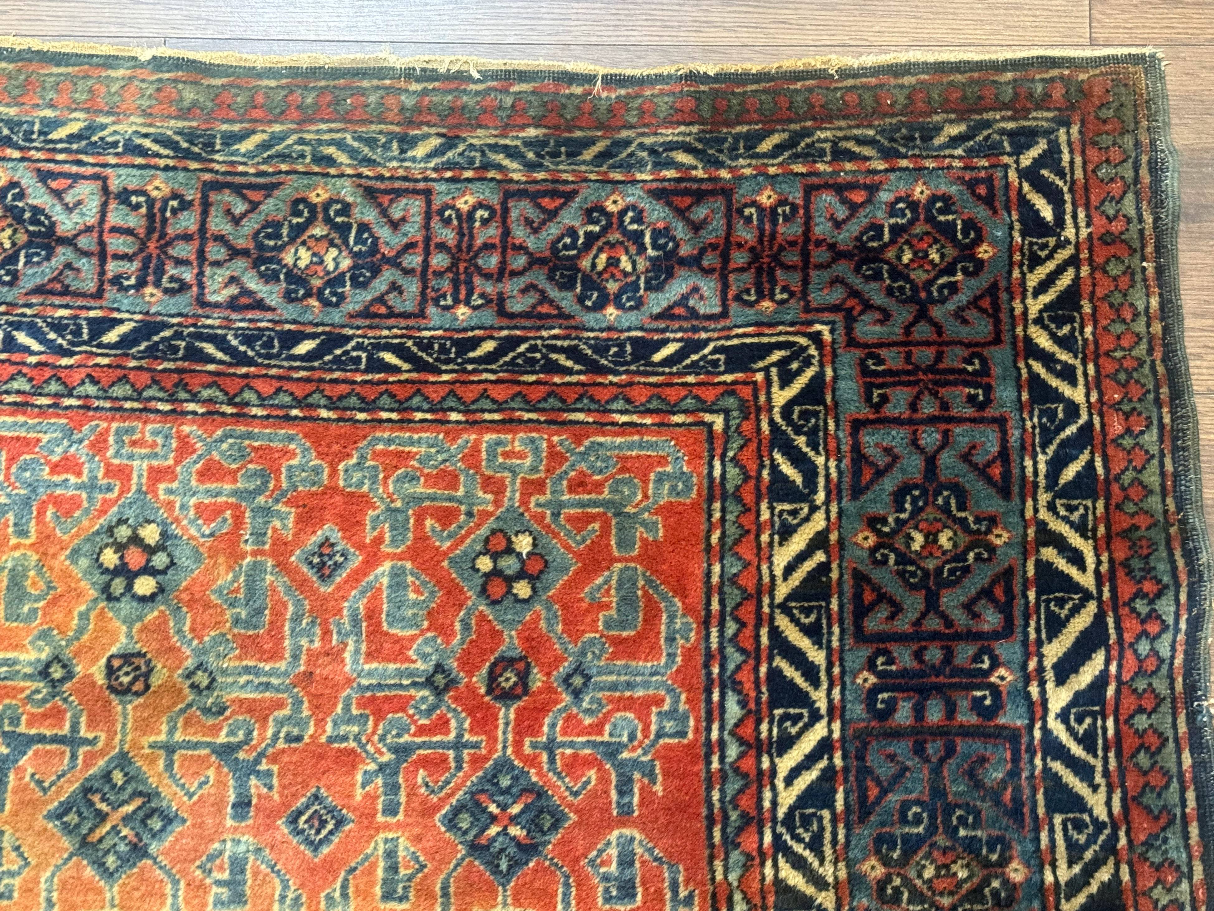 Caucasian Rug 4x6, Allover Pattern, Tomato Red - Jewel Rugs