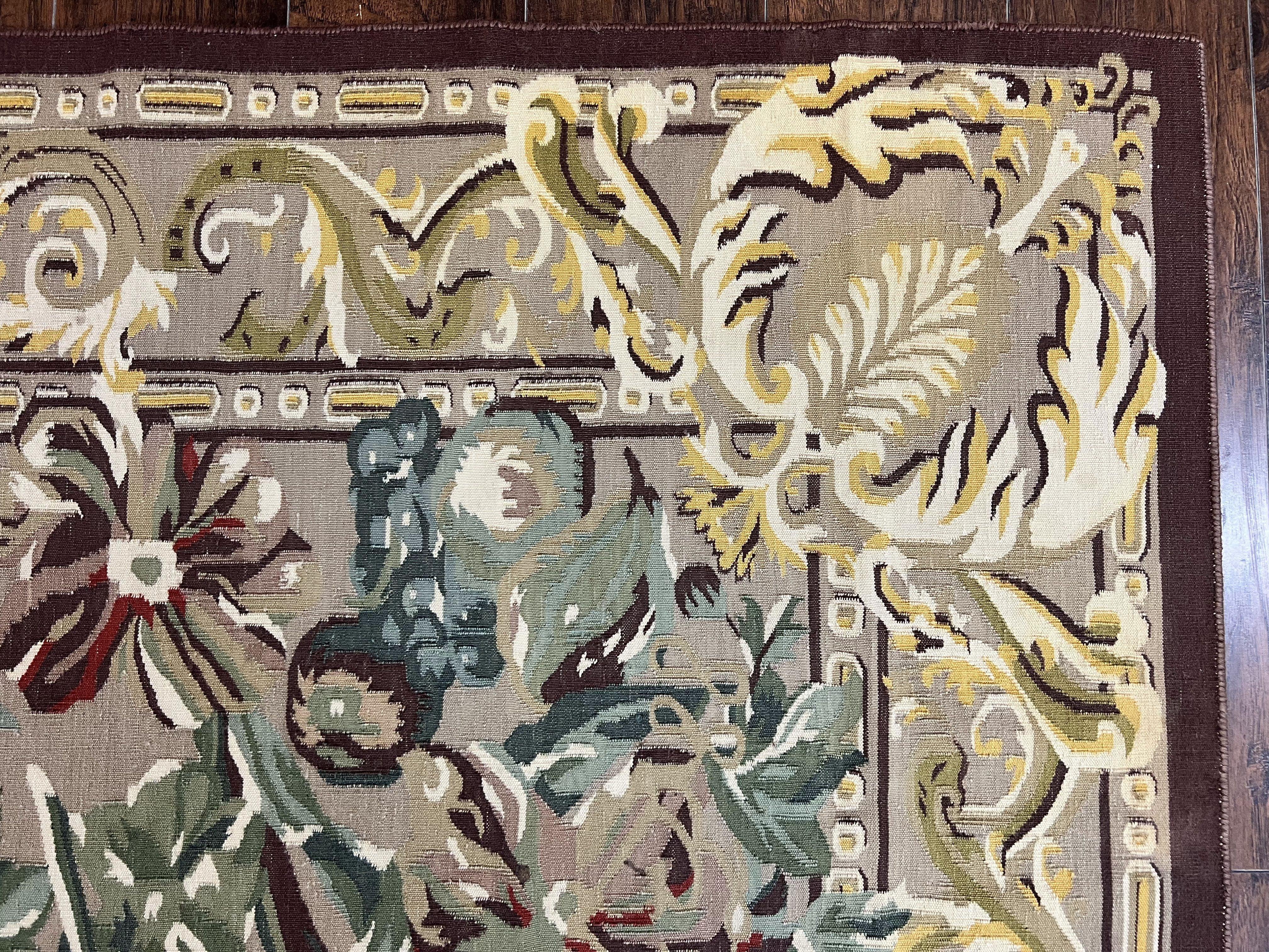 Ralph Lauren Kilim Wool Rug 6x9, Handmade Hand-woven Vintage Ralph Lauren Carpet, Birds and Flowers, Area Rug 6 x 9 Flatweave Carpet - Jewel Rugs