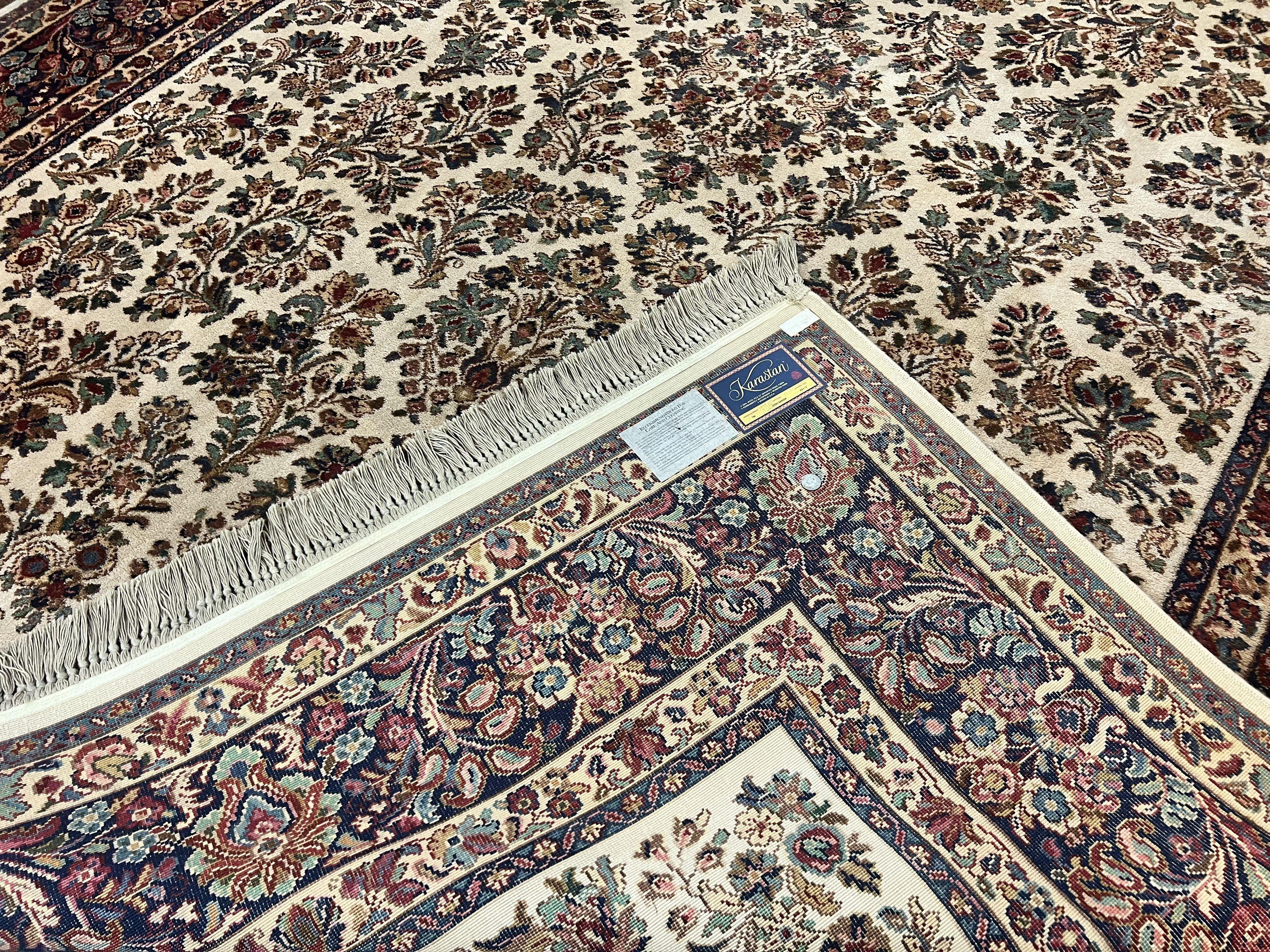 Karastan Rug 8' 8" x 12', Ivory Sarouk #760, Original Karastan Carpet 700 Series, Wool Karastan Area Rug, USA Made, Large Karastan w/ Label - Jewel Rugs