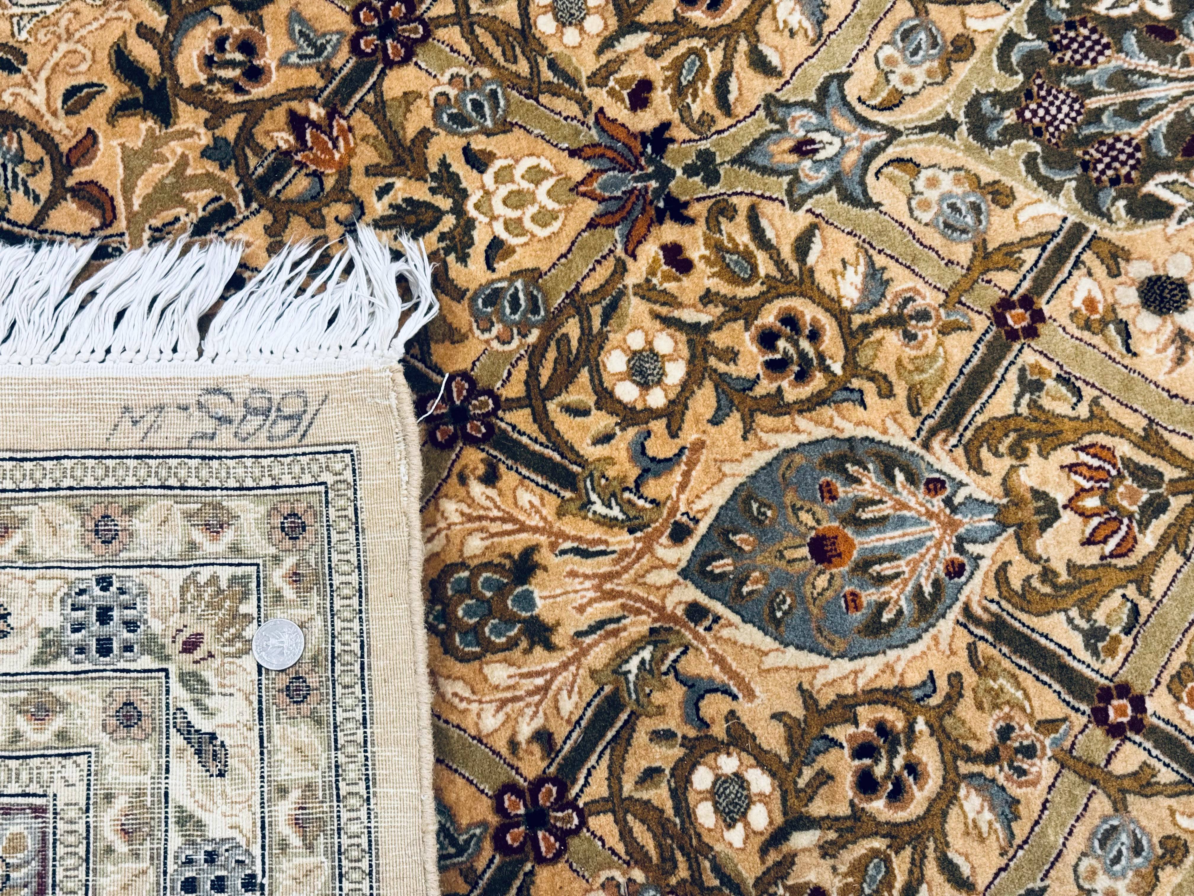 Fine Pak Persian Rug 9x12, Gold and Wine Red, Panel Design, 330 KPSI - Jewel Rugs