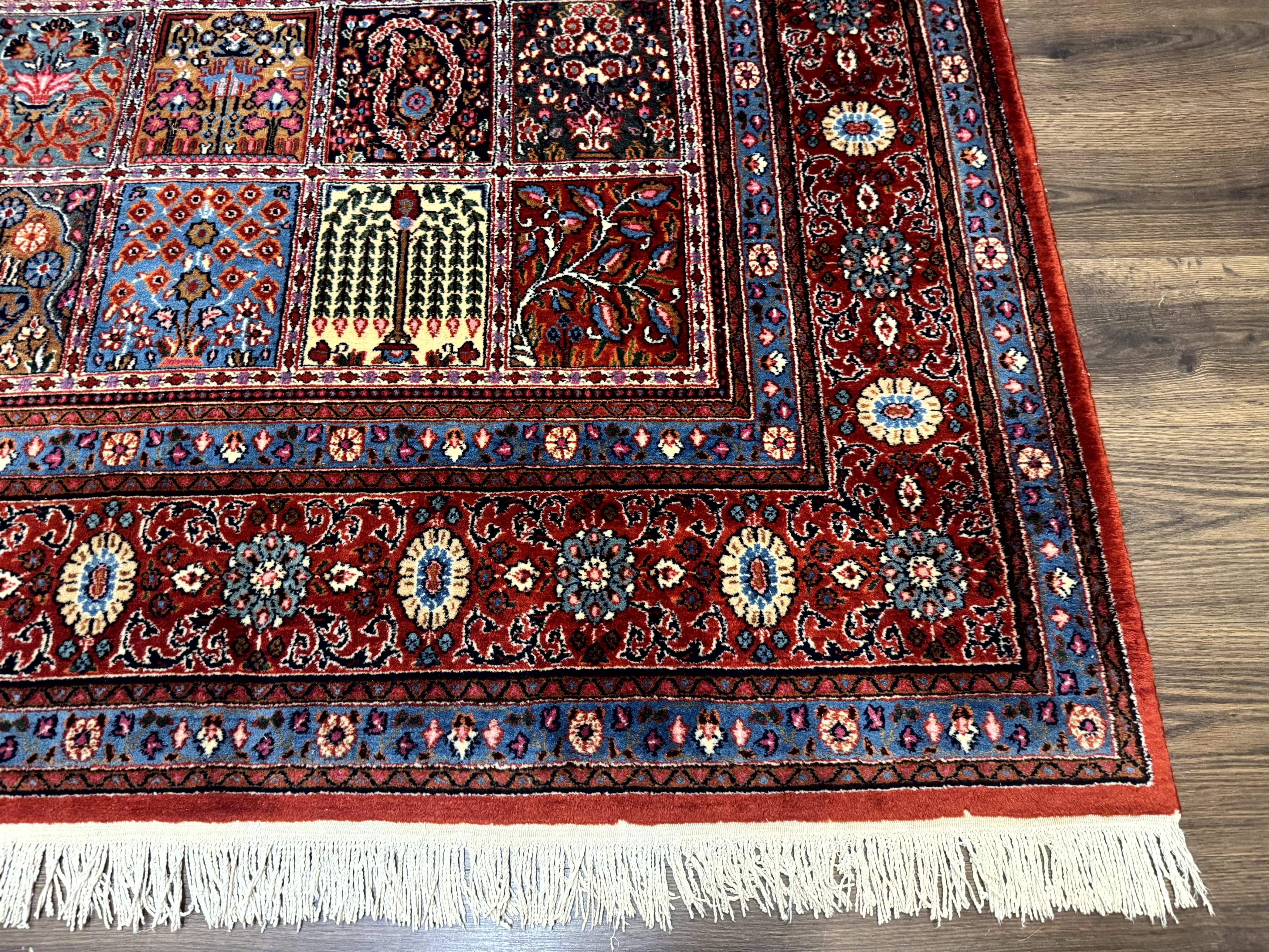 Wonderful Persian Qum Rug 10x13, Panel Design, Fine 260 KPSI, Signed, Red Multicolor - Jewel Rugs