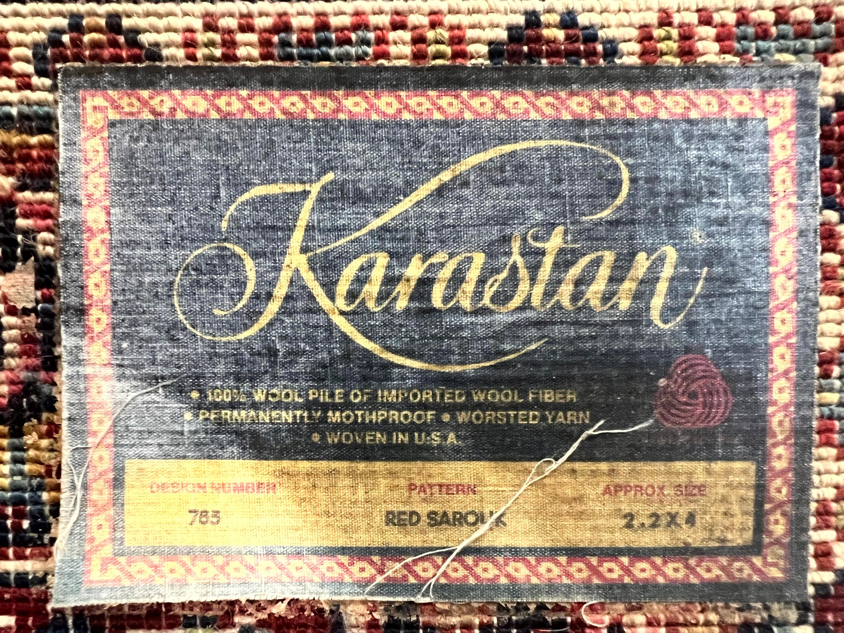 Small Karastan Rug 2x4 Red Sarouk #785, Karastan Wool Pile Rug, Original 700 Series, Discontinued Vintage Karastan Carpet - Jewel Rugs