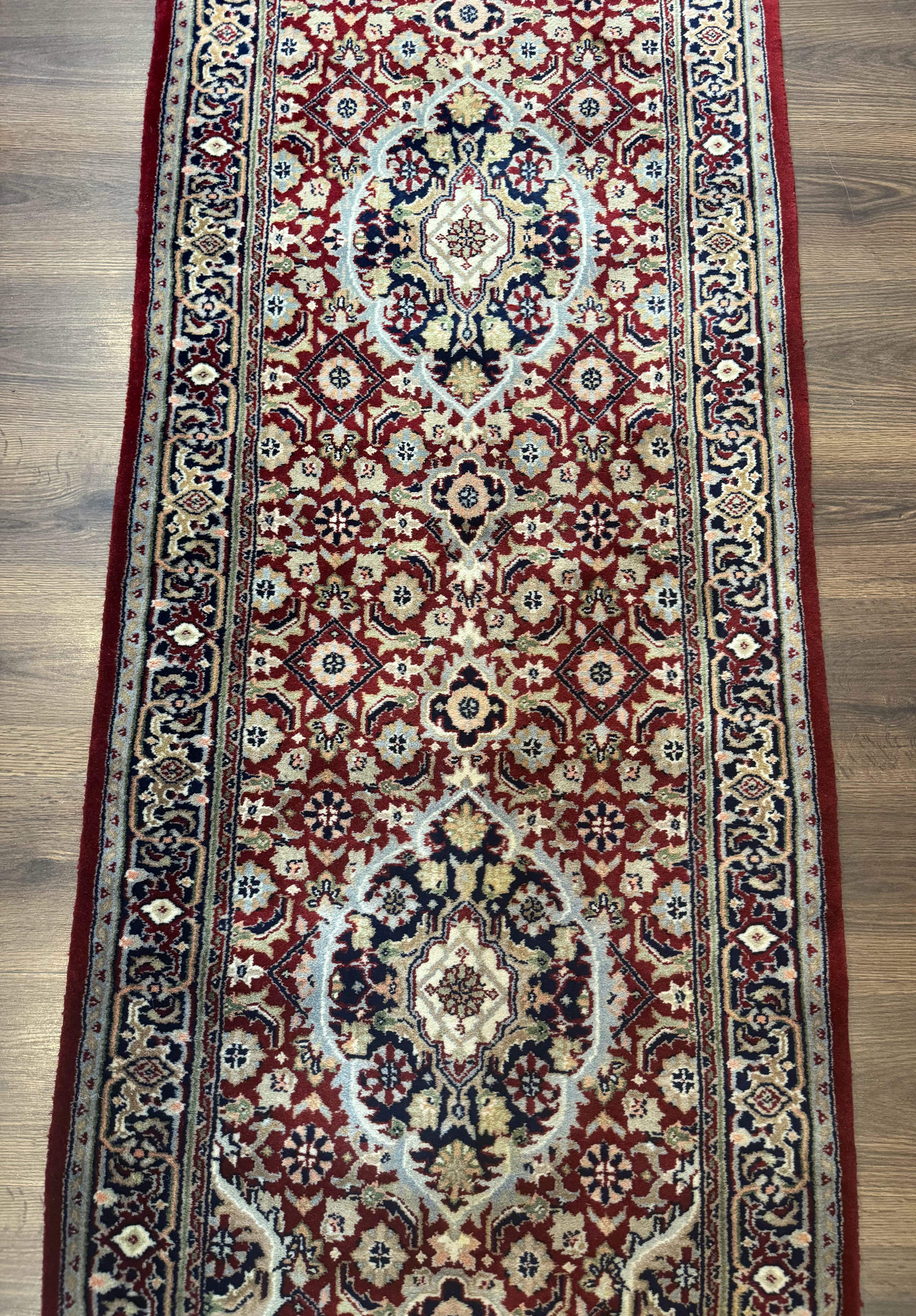 Indo Persian Sarouk Runner Rug 2.6 x 10, Floral Medallions, Traditional, Wool - Jewel Rugs