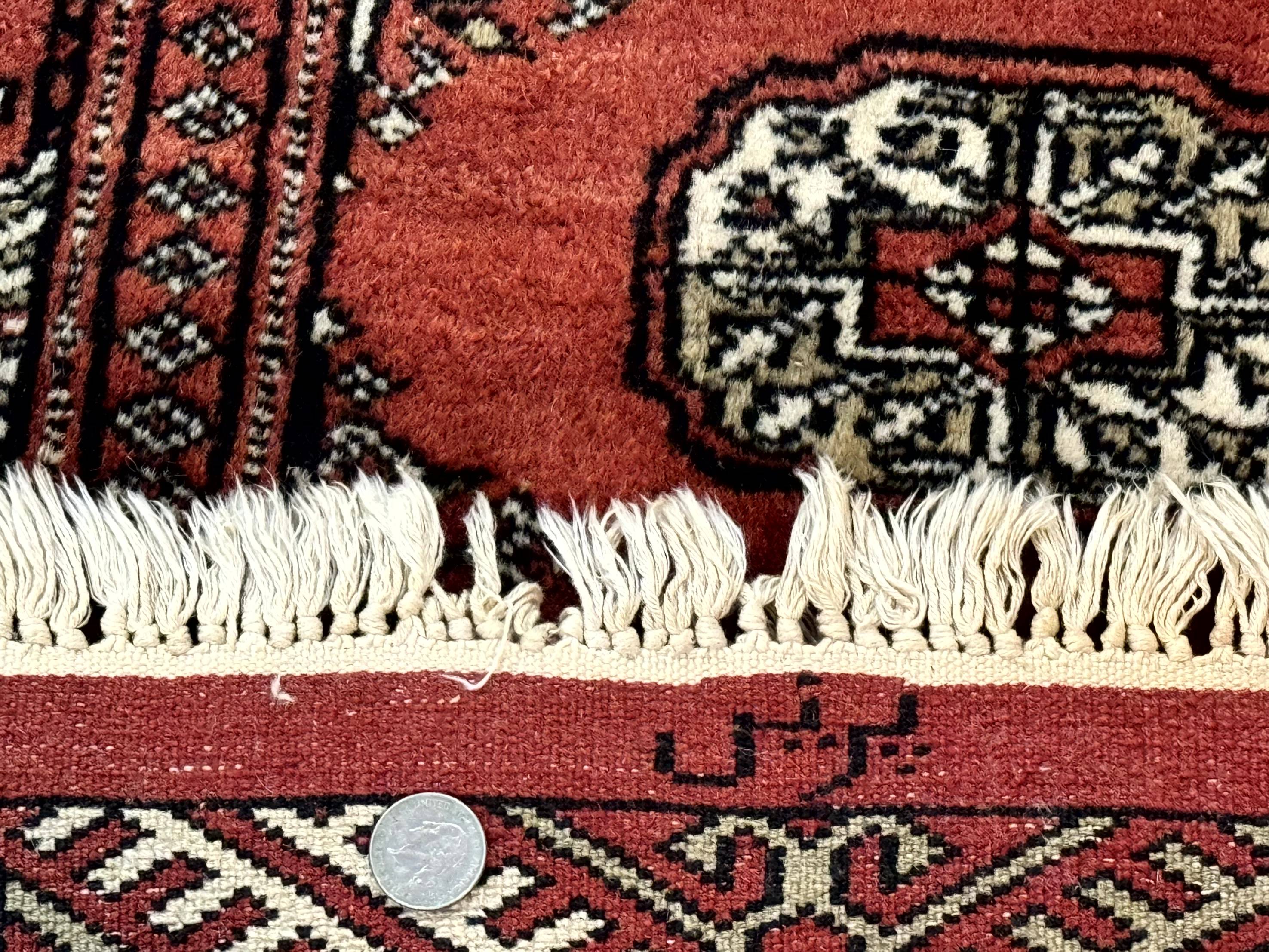 Red Pakistani Turkoman Rug 3x5, Bokhara Design, Vintage, Signed - Jewel Rugs