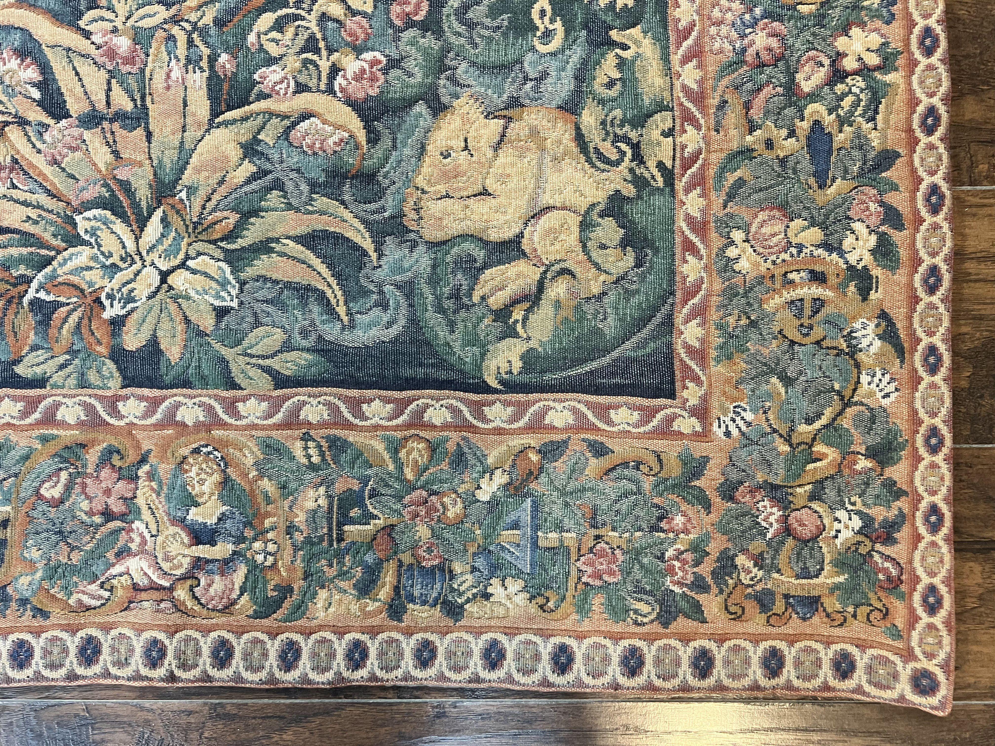 Vintage Tapestry 4x5 ft, Birds & Musicians, Animal Pictorials - Jewel Rugs