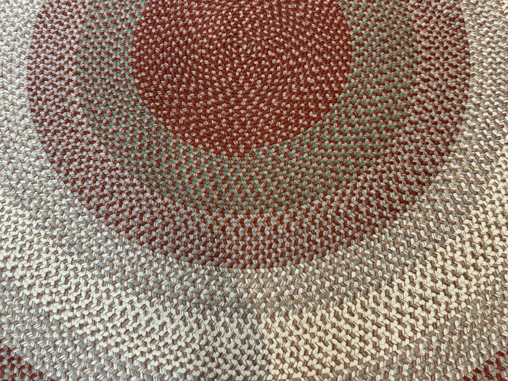 Large Round American Braided Rug 8x8 ft, Wool Vintage Handbraided Carpet, Multicolor - Jewel Rugs