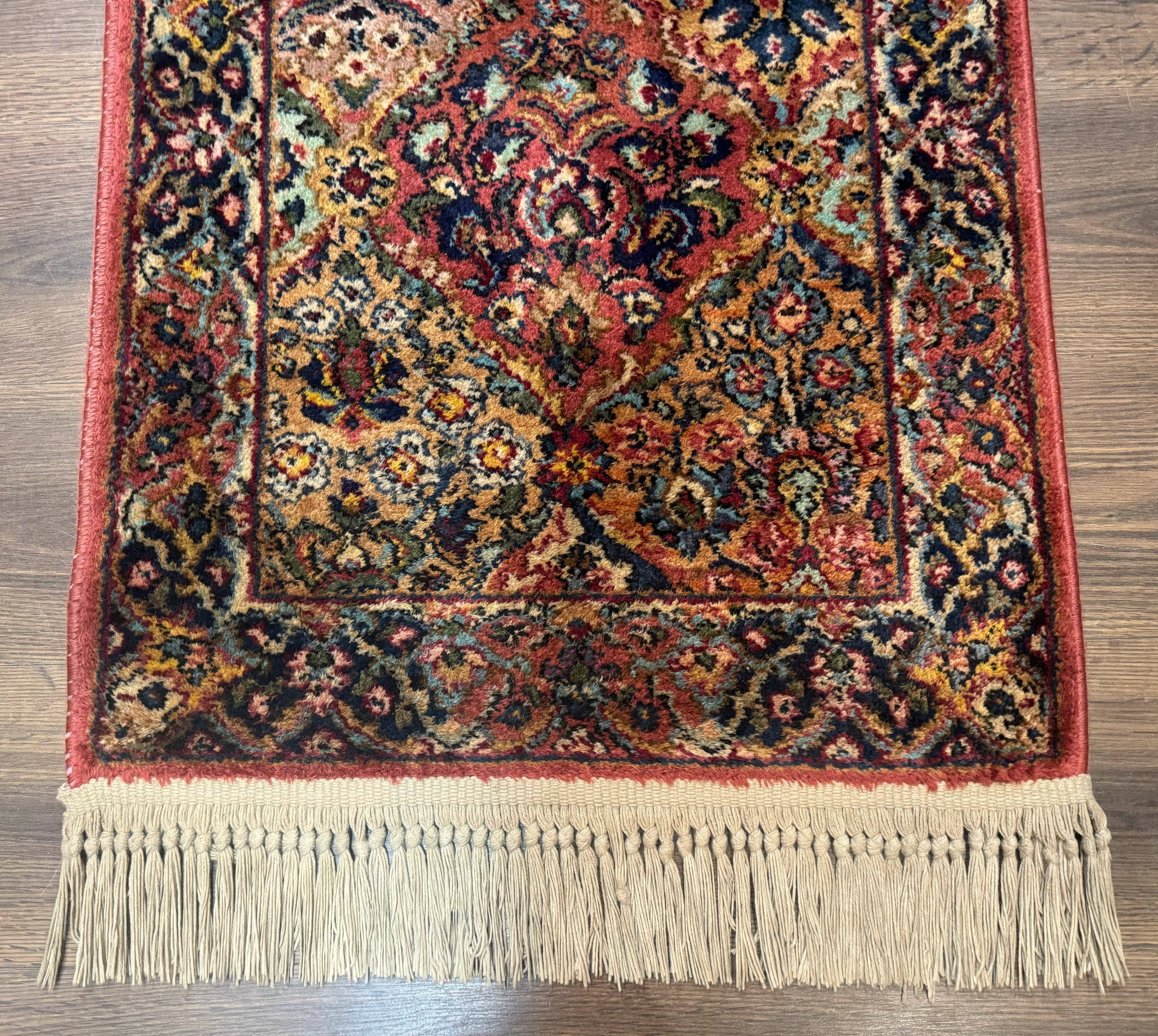Karastan Rug 2x4 Multicolor Panel Kirman #717, Original 700 Series, Wool Pile Vintage Discontinued - Jewel Rugs