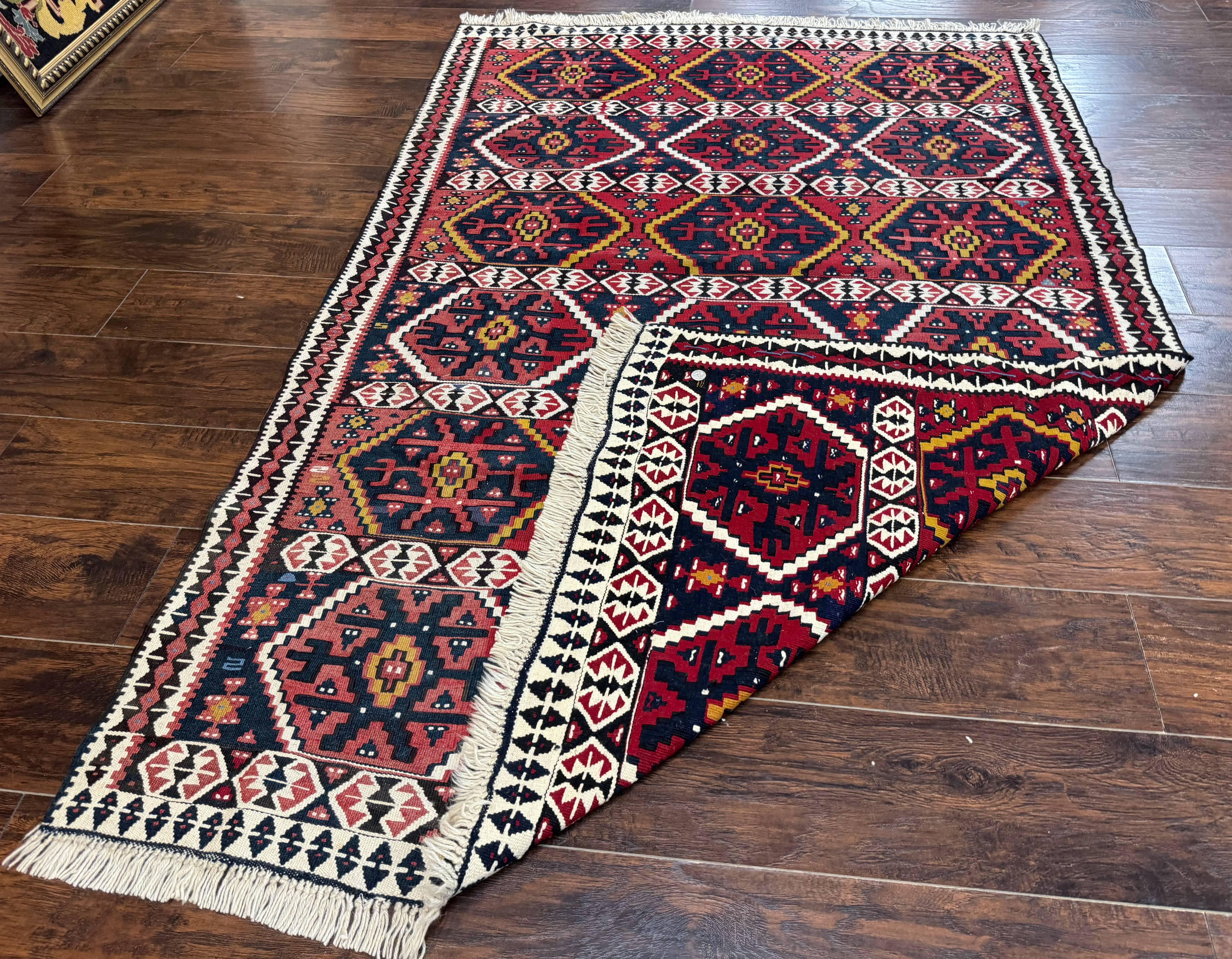 Caucasian Kilim Rug 5x7, Vintage Russian Flatweave Kilim Carpet, Tribal Bohemian Kilim Rug - Jewel Rugs