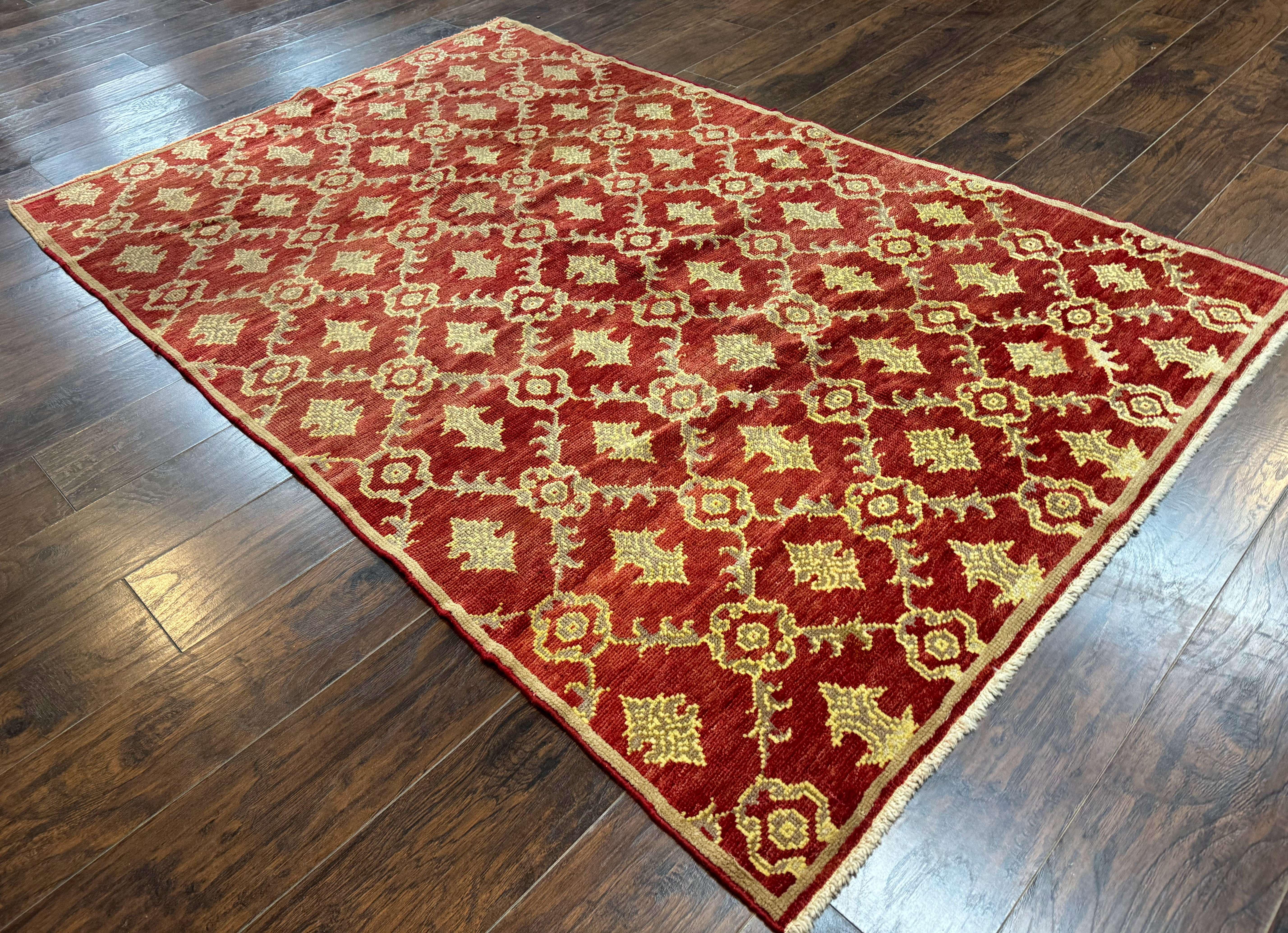 Modern Turkish Oushak Rug 5x8, Brick Red - Jewel Rugs
