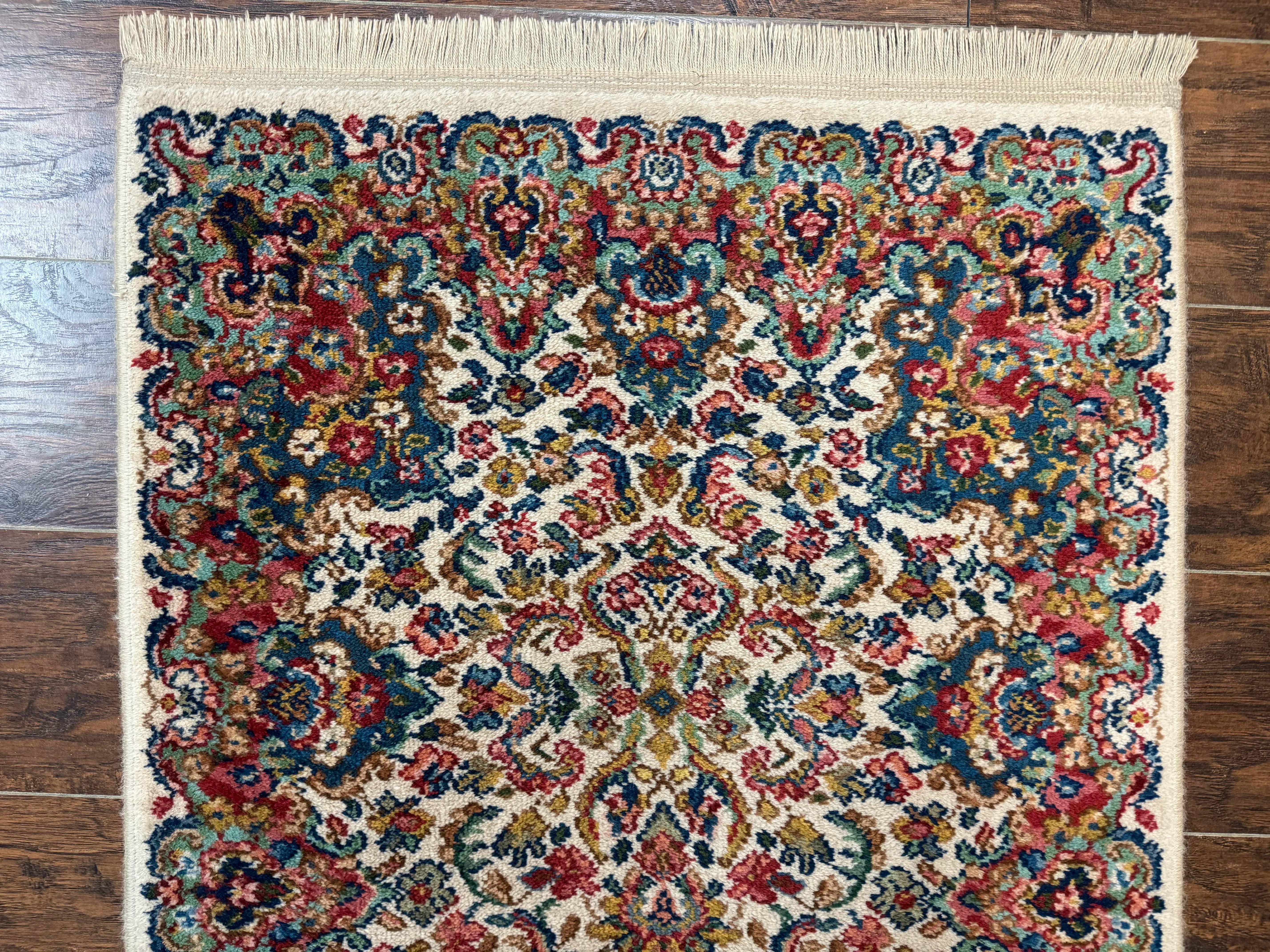 Karastan Runner Rug 2.6 x 8.6, Floral Kirman #742, Wool Vintage Original 700 Series, Rare - Jewel Rugs