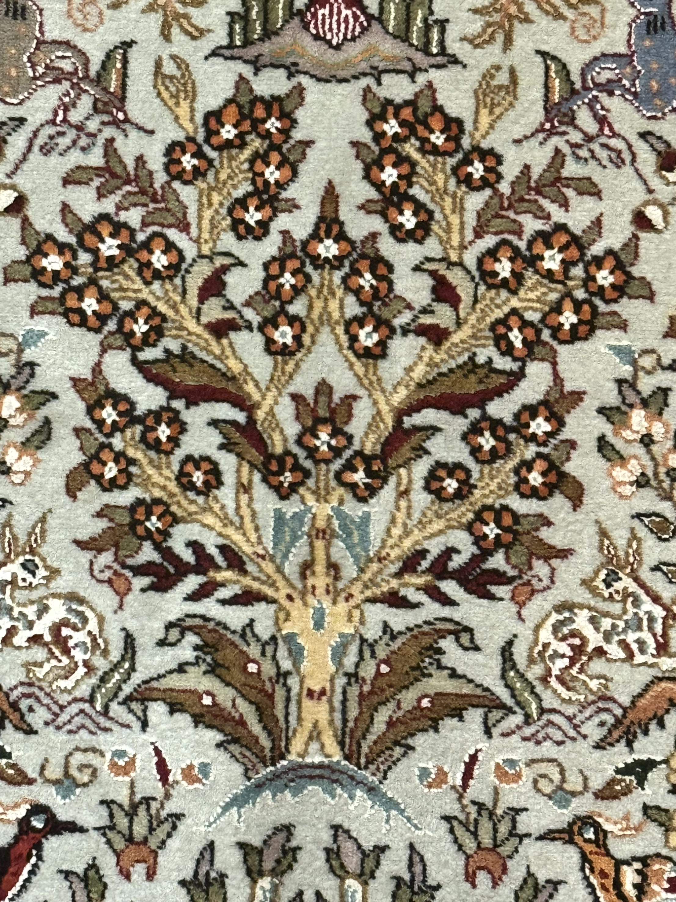 Wonderful Persian Tabriz Rug 3x5, Tree of Life, Animal Pictorials, Birds, Wool & Silk Highlights, Fine 330 KPSI - Jewel Rugs