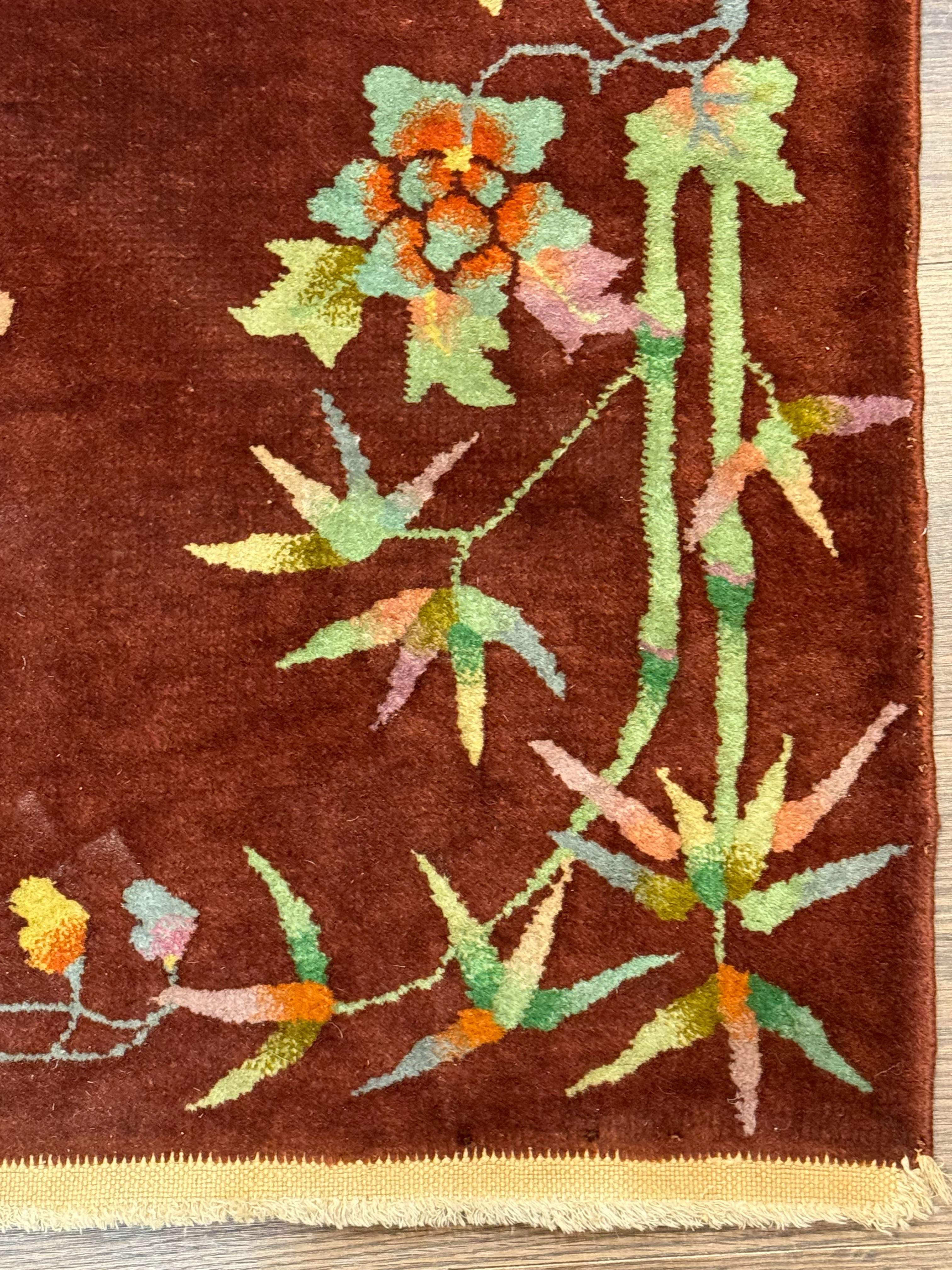 Small Chinese Art Deco Rug 2x3, Wool, Antique, Nichols - Jewel Rugs