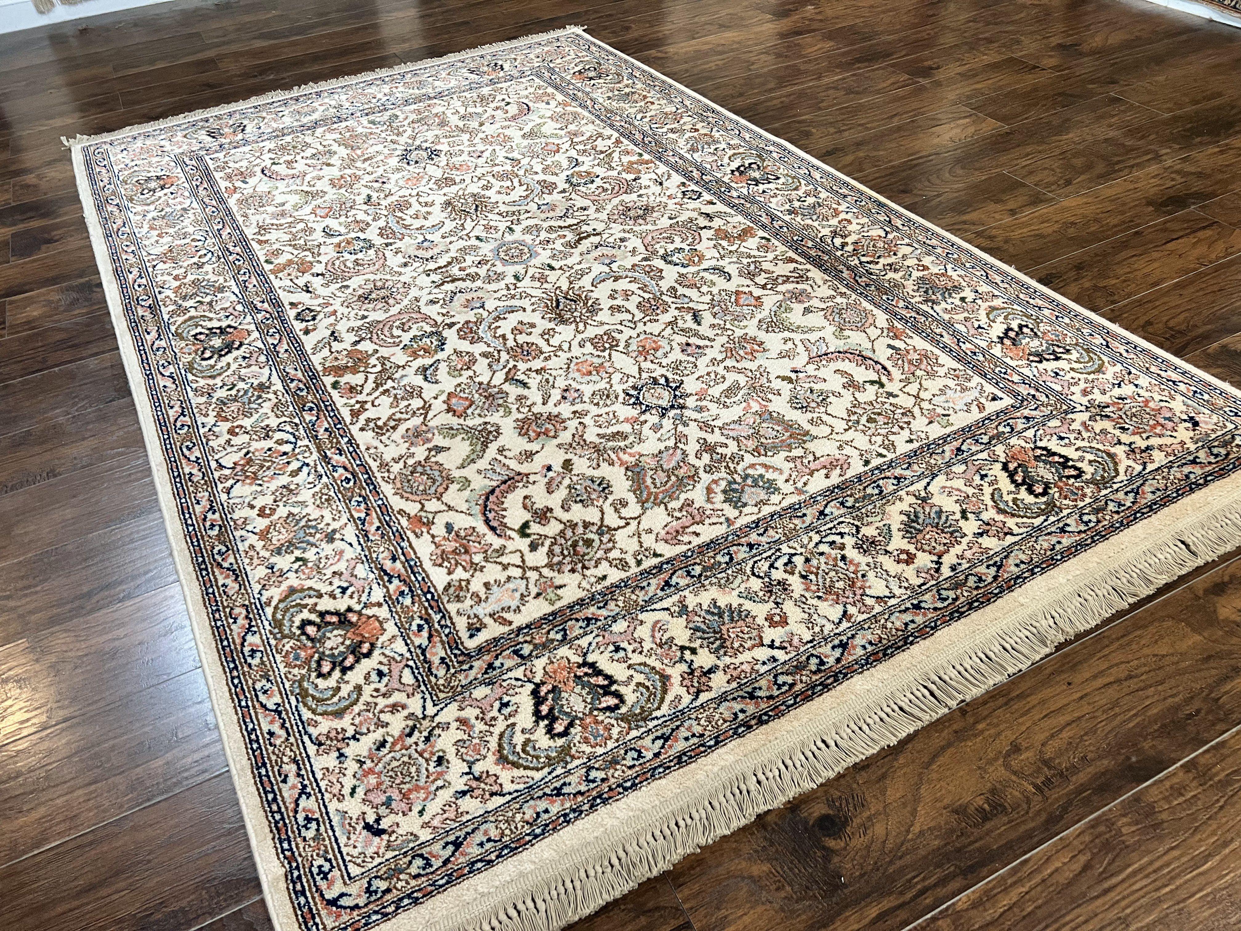 Karastan Rug 5.9 x 9, Tabrizz #738, Original 700 Series, 6x9 Wool Pile Karastan Carpet, Vintage Discontinued Karastan Area Rug, Ivory - Jewel Rugs
