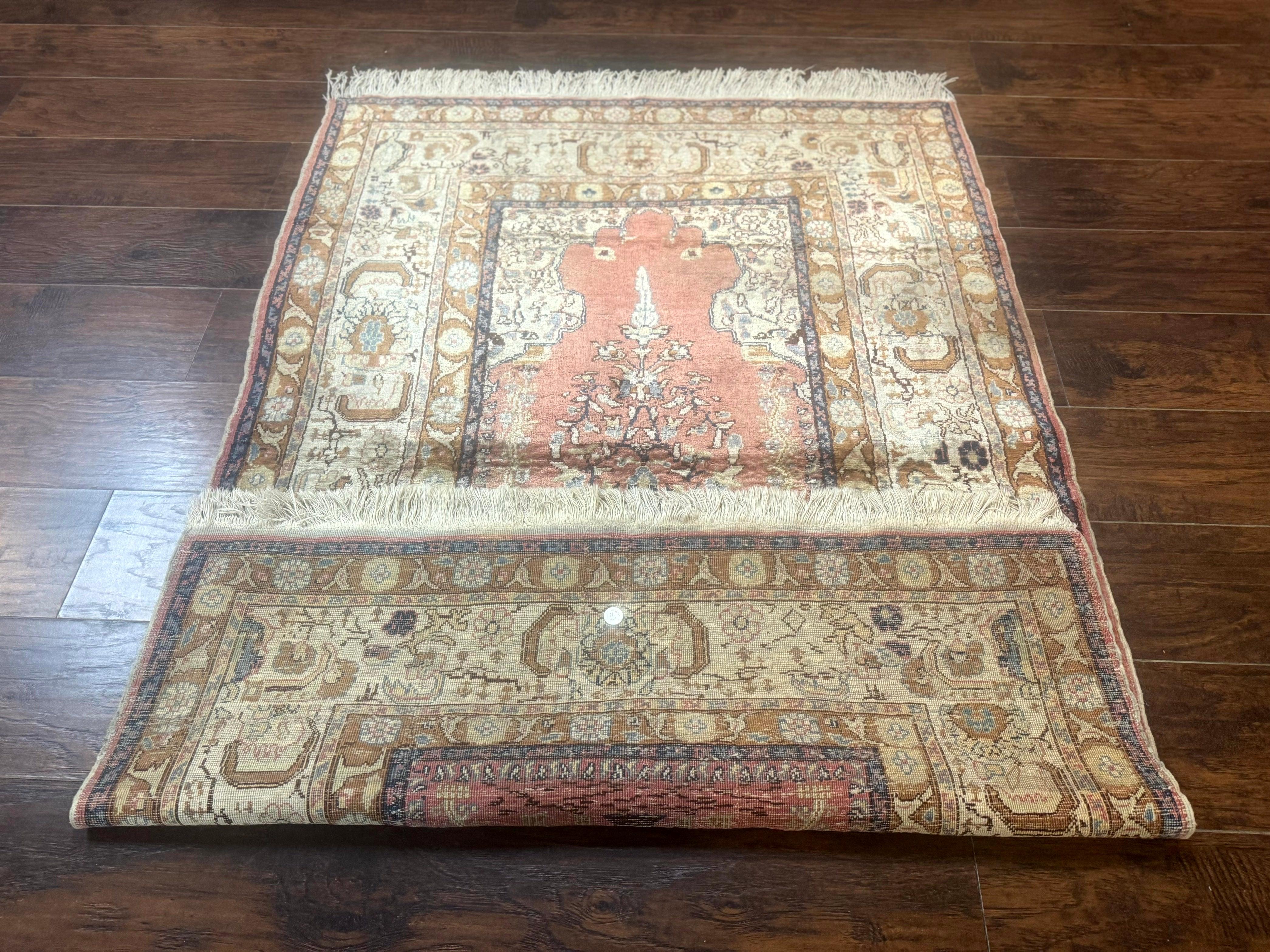 Silk Indian Kayseri Rug 4x6, Haji Jalili Design, Vintage Rug - Jewel Rugs