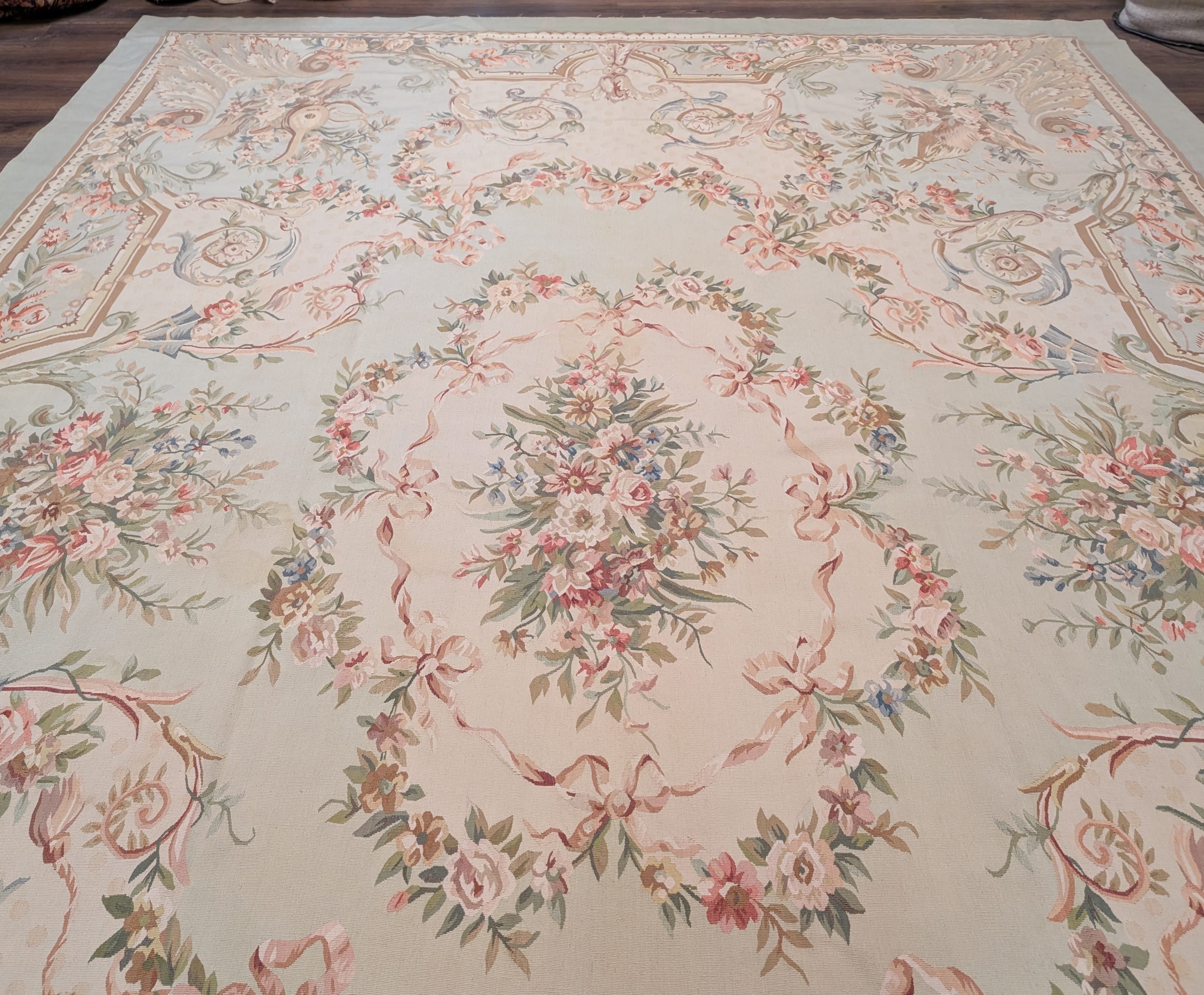 Aubusson Rug 10x14, Flatweave Hand-Woven Wool Carpet - Jewel Rugs