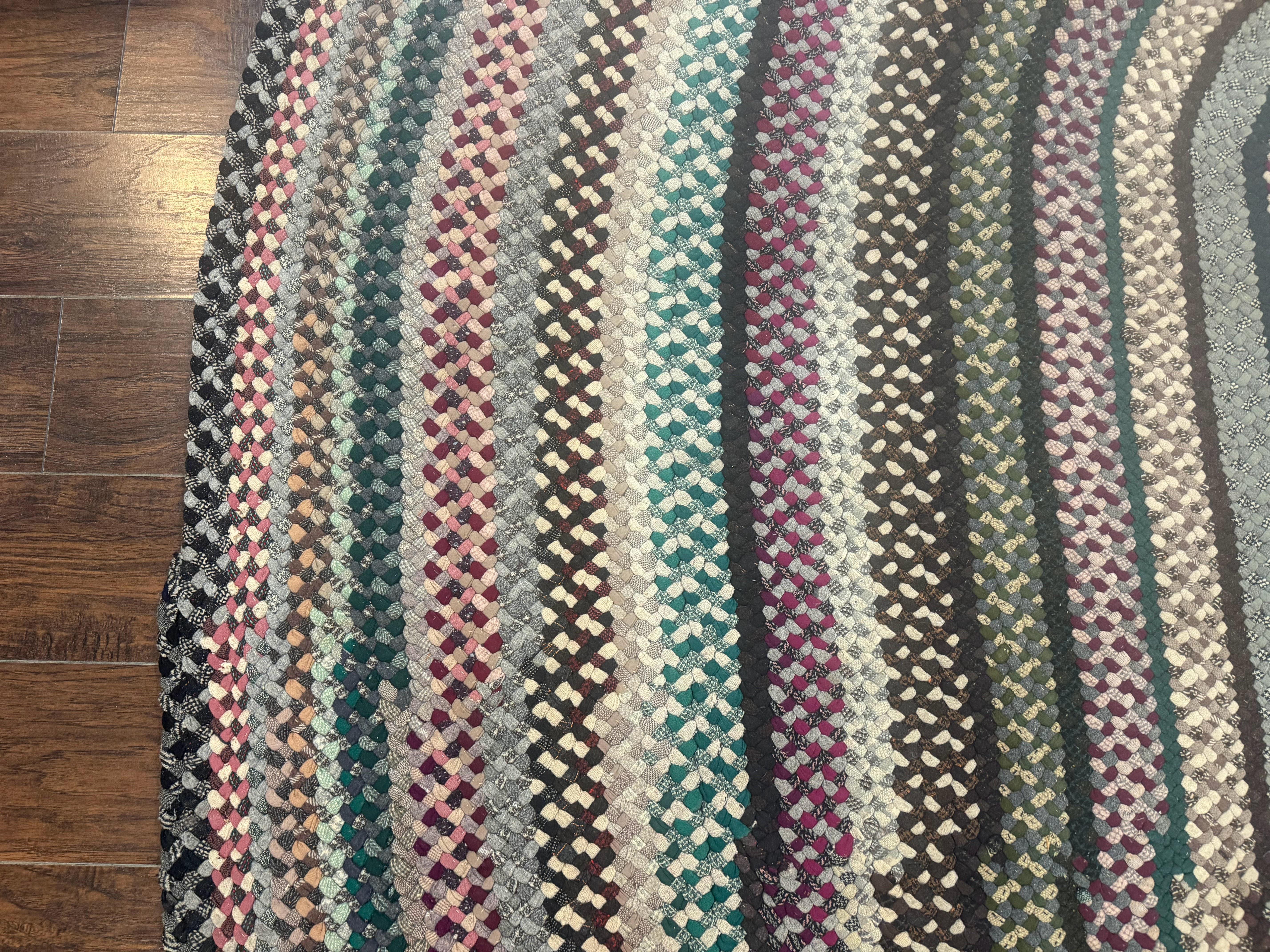 Large Oval American Braided Rug 10x12, Multicolor Vintage Braided Carpet - Jewel Rugs