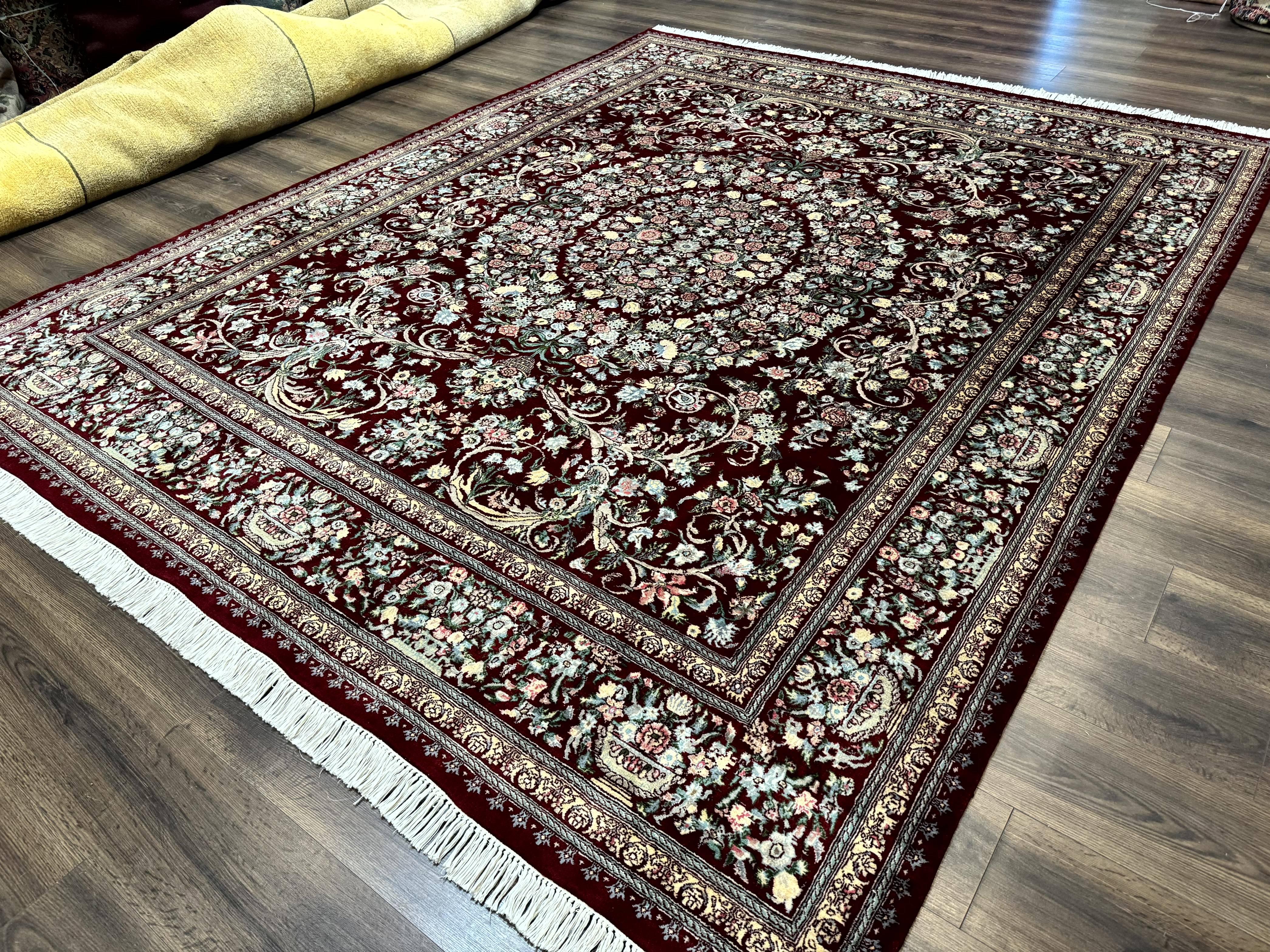 Burgundy Persian Rug 8x10, Pak Persian Floral Carpet, Very Fine 300 KPSI - Jewel Rugs