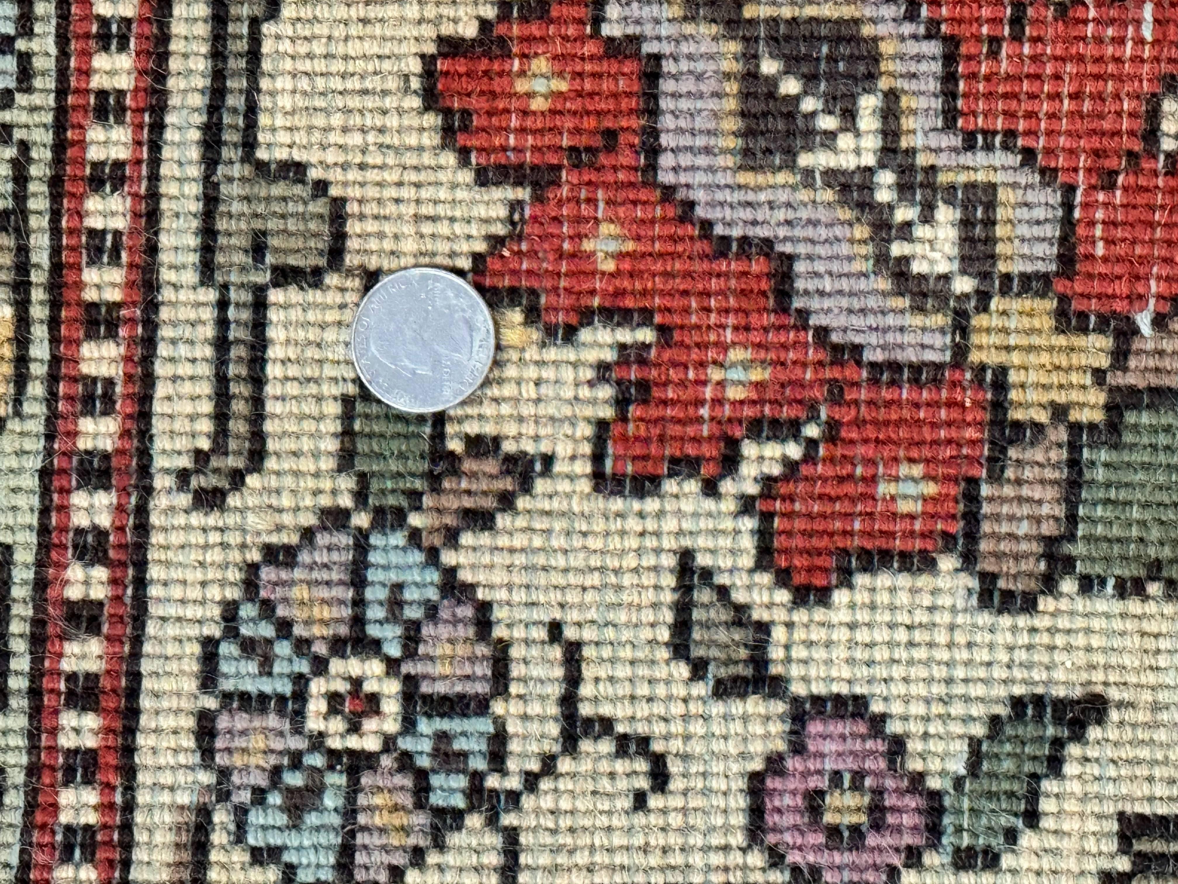 Romanian Rug 10x13, Vintage Handmade Wool Carpet, Floral Pattern, Birds, Red and Cream, Signed By Masterweaver, Persian Rug - Jewel Rugs