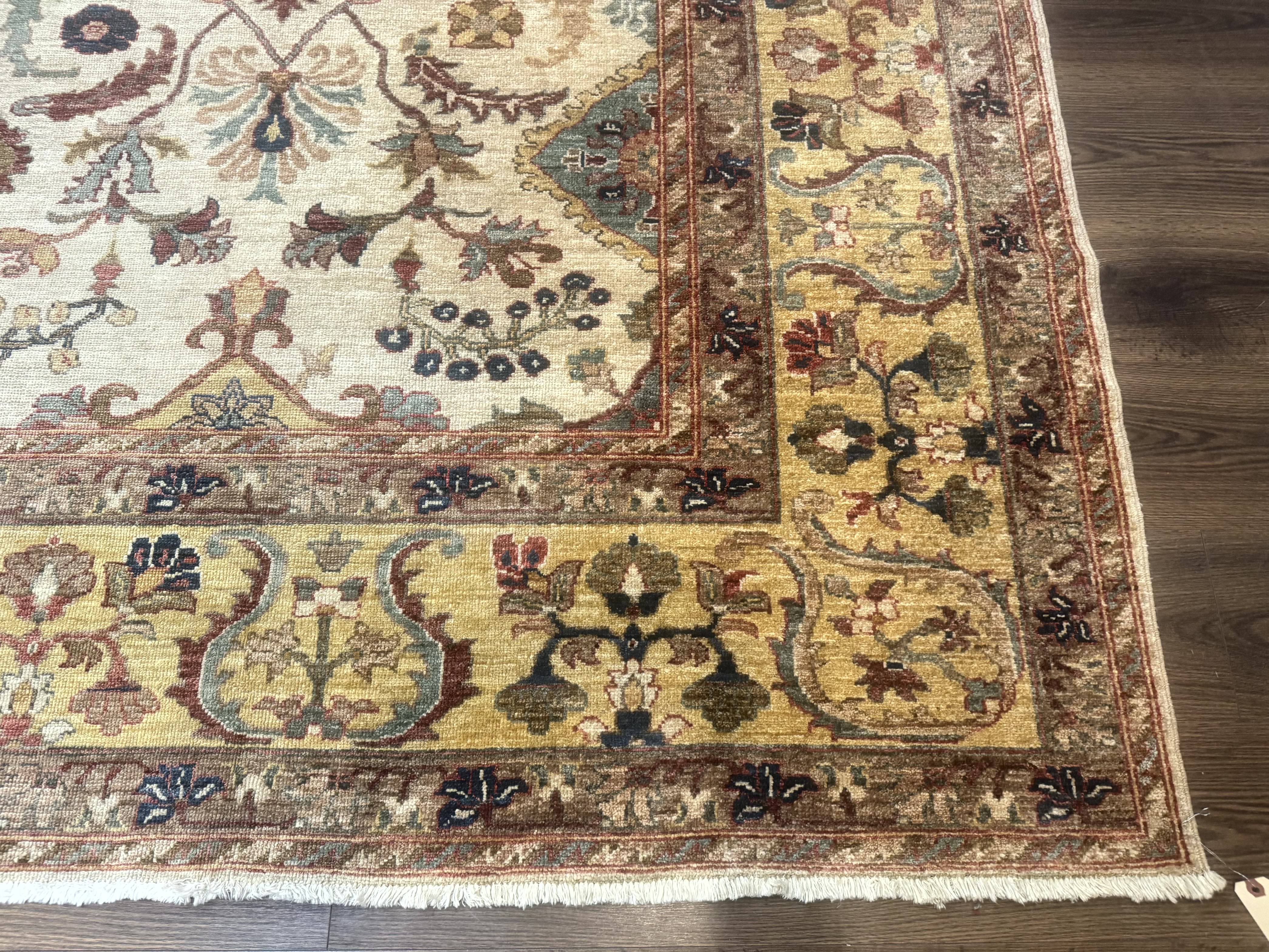 Egyptian Rug 9x12, Mahal Sultanabad Carpet, Handmade Wool Rug, Oatmeal Color - Jewel Rugs