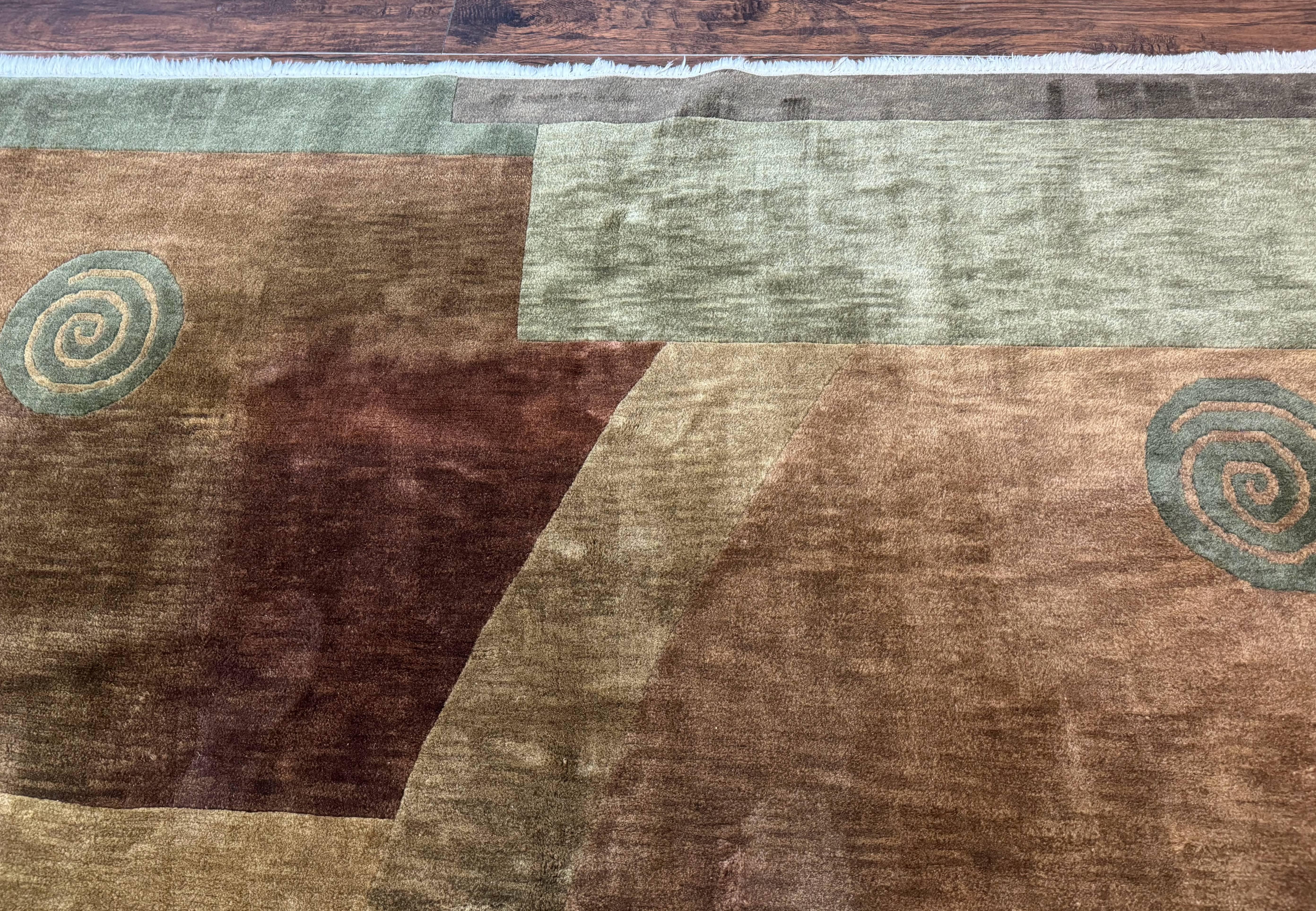 Tibetan Rug 8x10, Modern Nepali Carpet, Abstract Wool Area Rug, Contemporary - Jewel Rugs