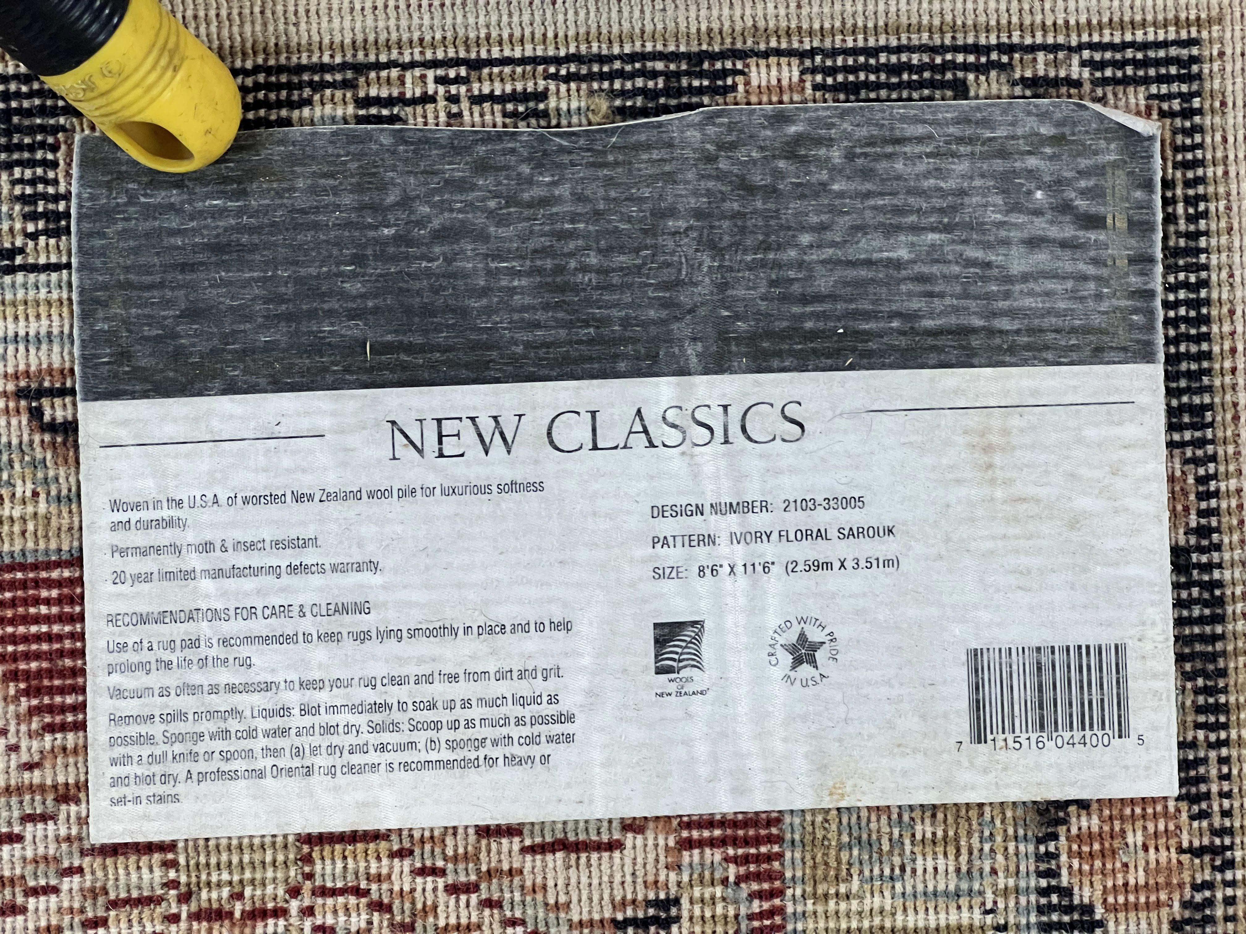 Karastan Rug 8.6 x 11.6, English Manor #2103, Ivory Floral Sarouk, Wool Karastan Carpet, Large Karastan Area Rug, Traditional Karastan Rug - Jewel Rugs