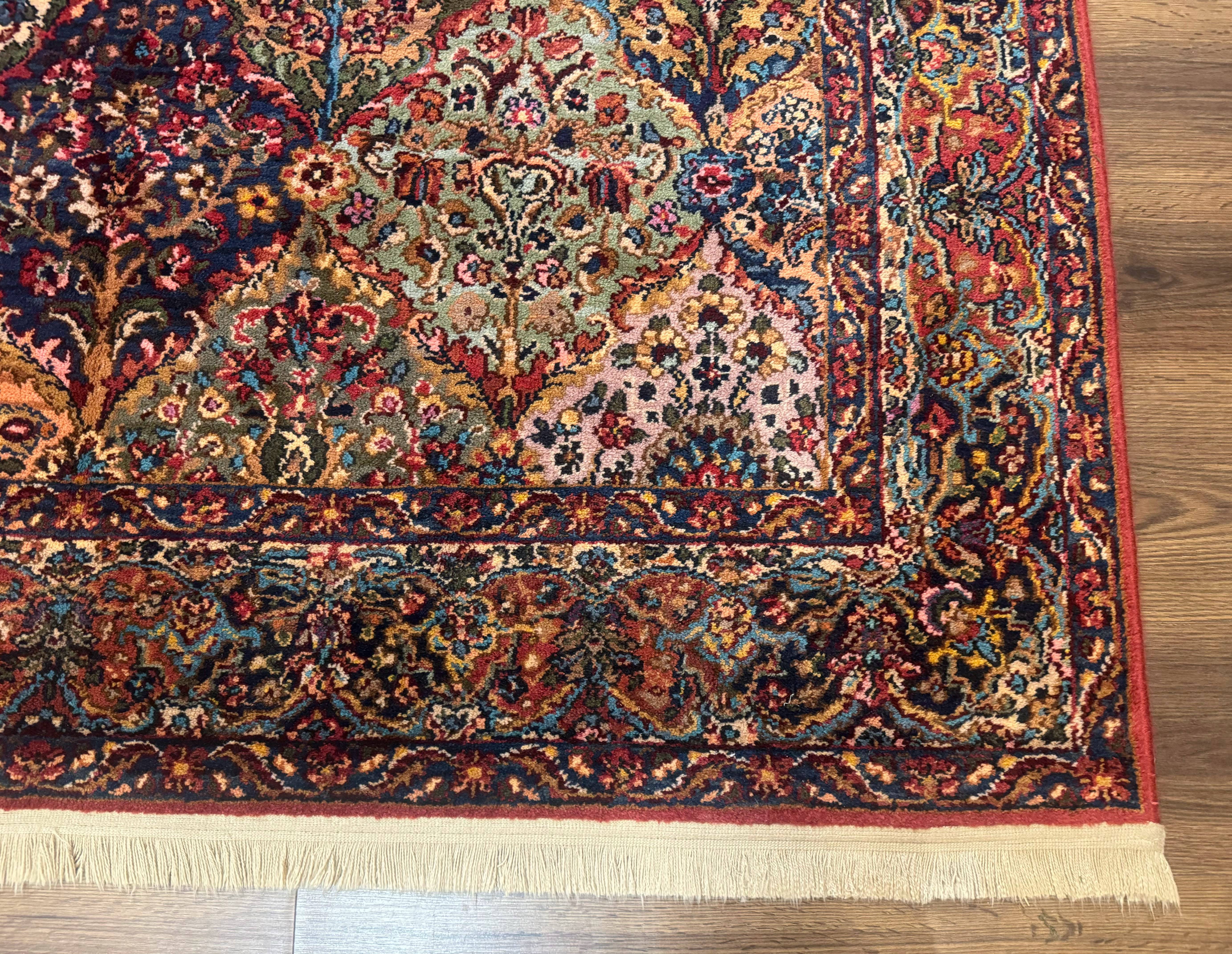Karastan Rug 5.9 x 9, Multicolor Panel Kirman Rug #717, Wool Original Karastan Collection 700 Series - Jewel Rugs
